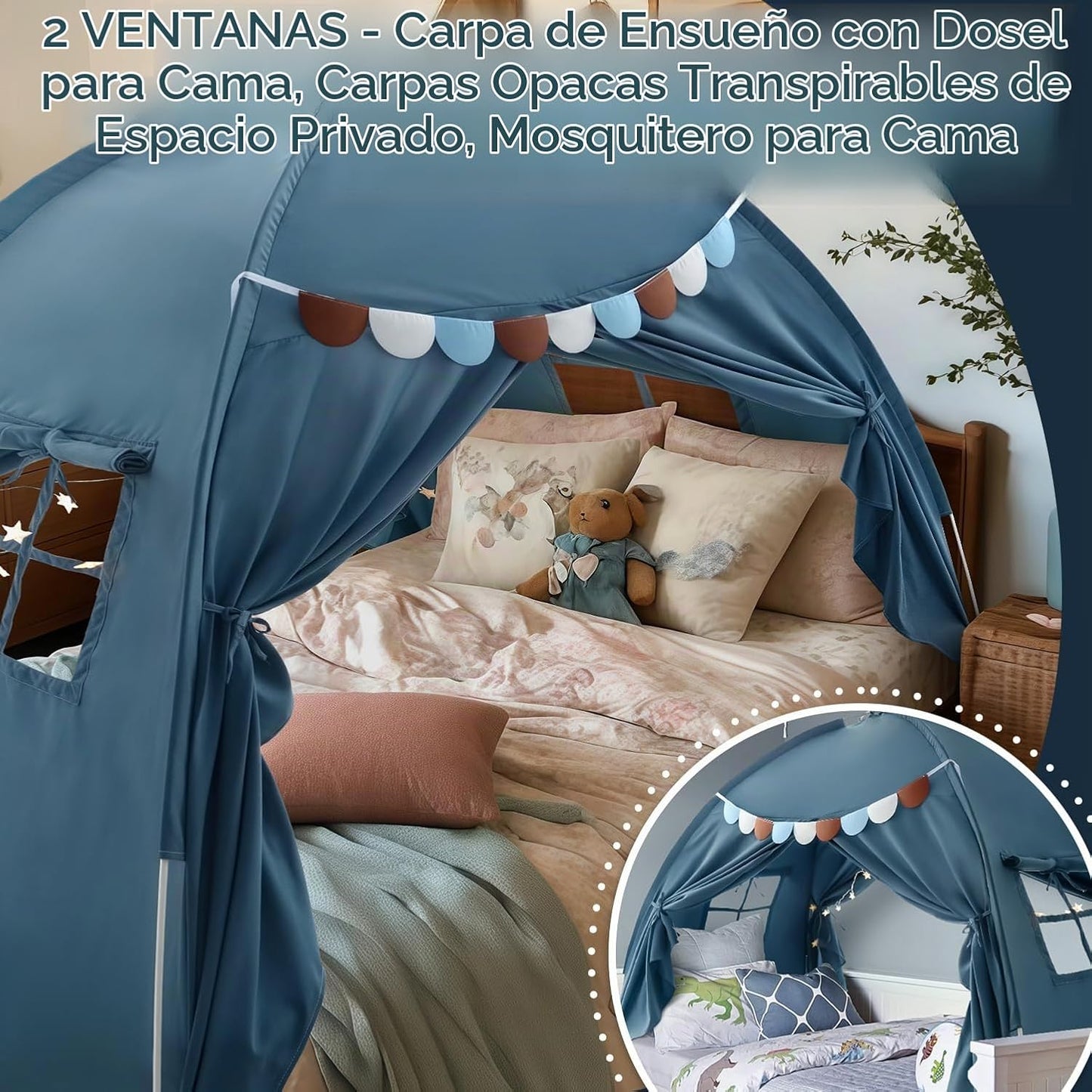 Toldo de cama de tamaño completo para niños, tienda de campaña para...