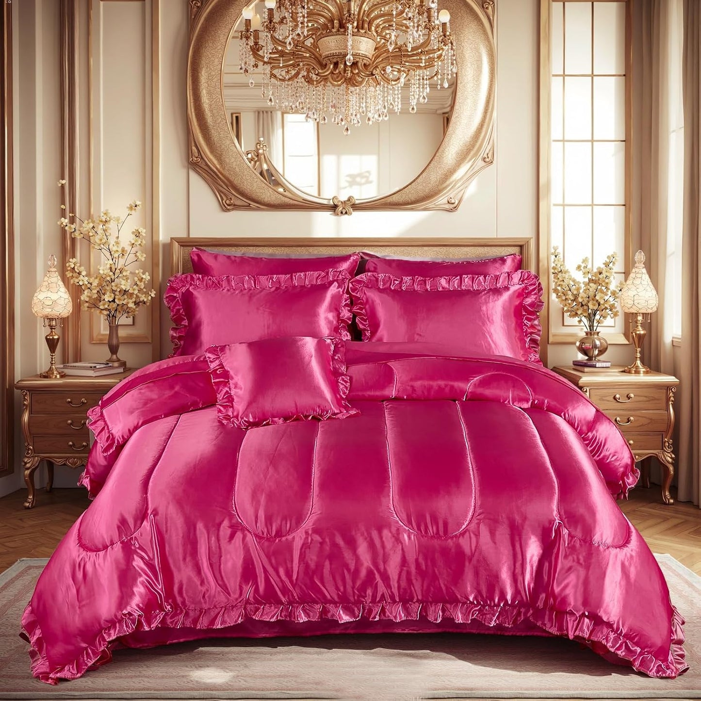 Bedding_Dreamer Juego de cama tamaño queen de satén en una bolsa, j...