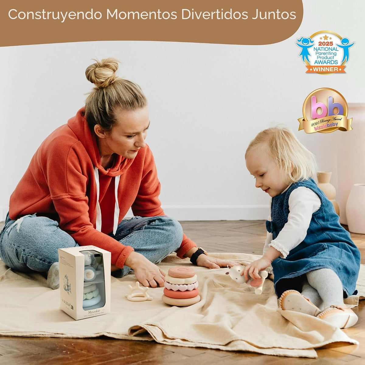 Juguetes de apilar de Moonkie con forma de conejito para bebé | Ani...