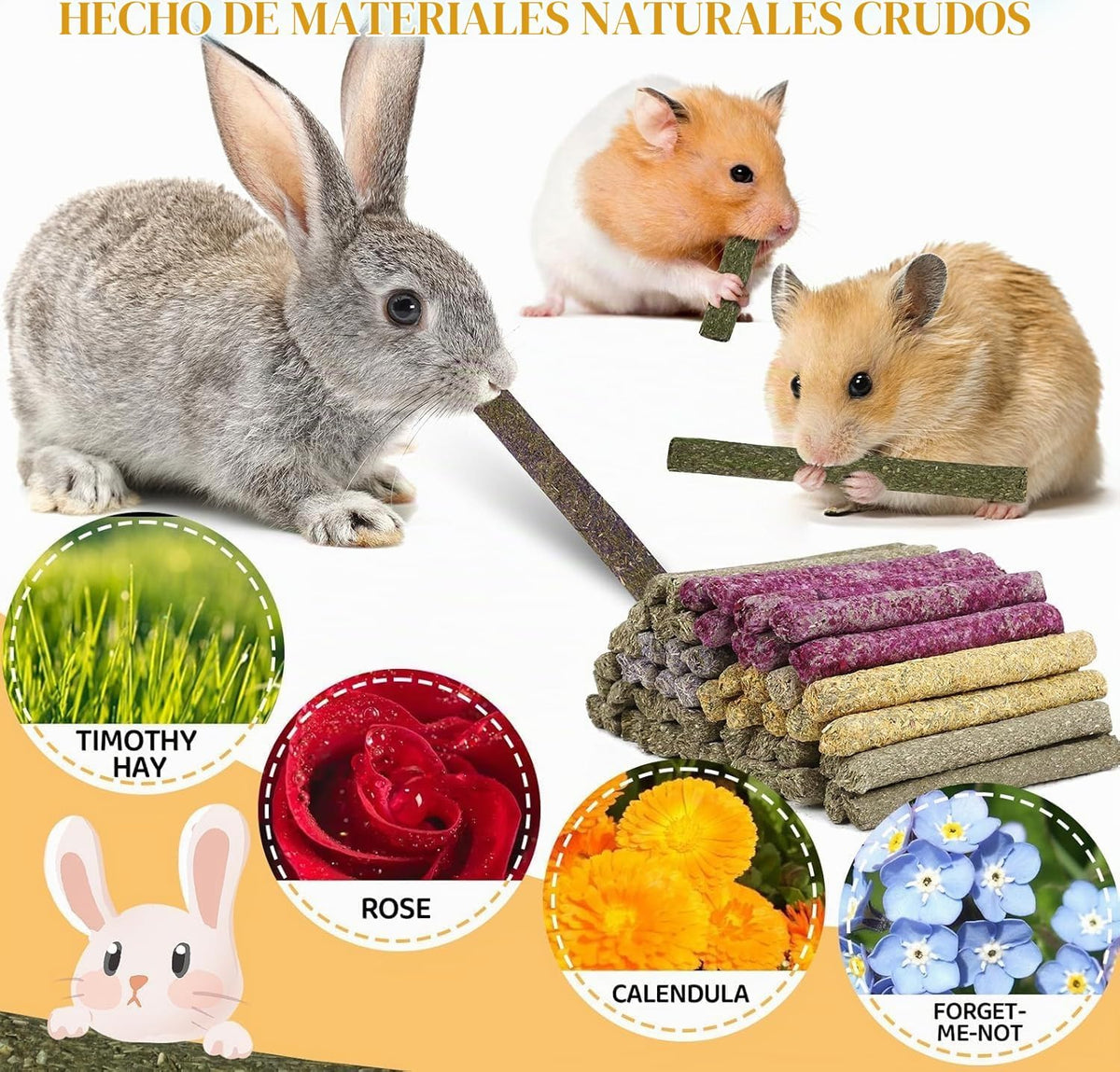 VESPRO 208 piezas de palitos para roer para conejos, juguetes para...