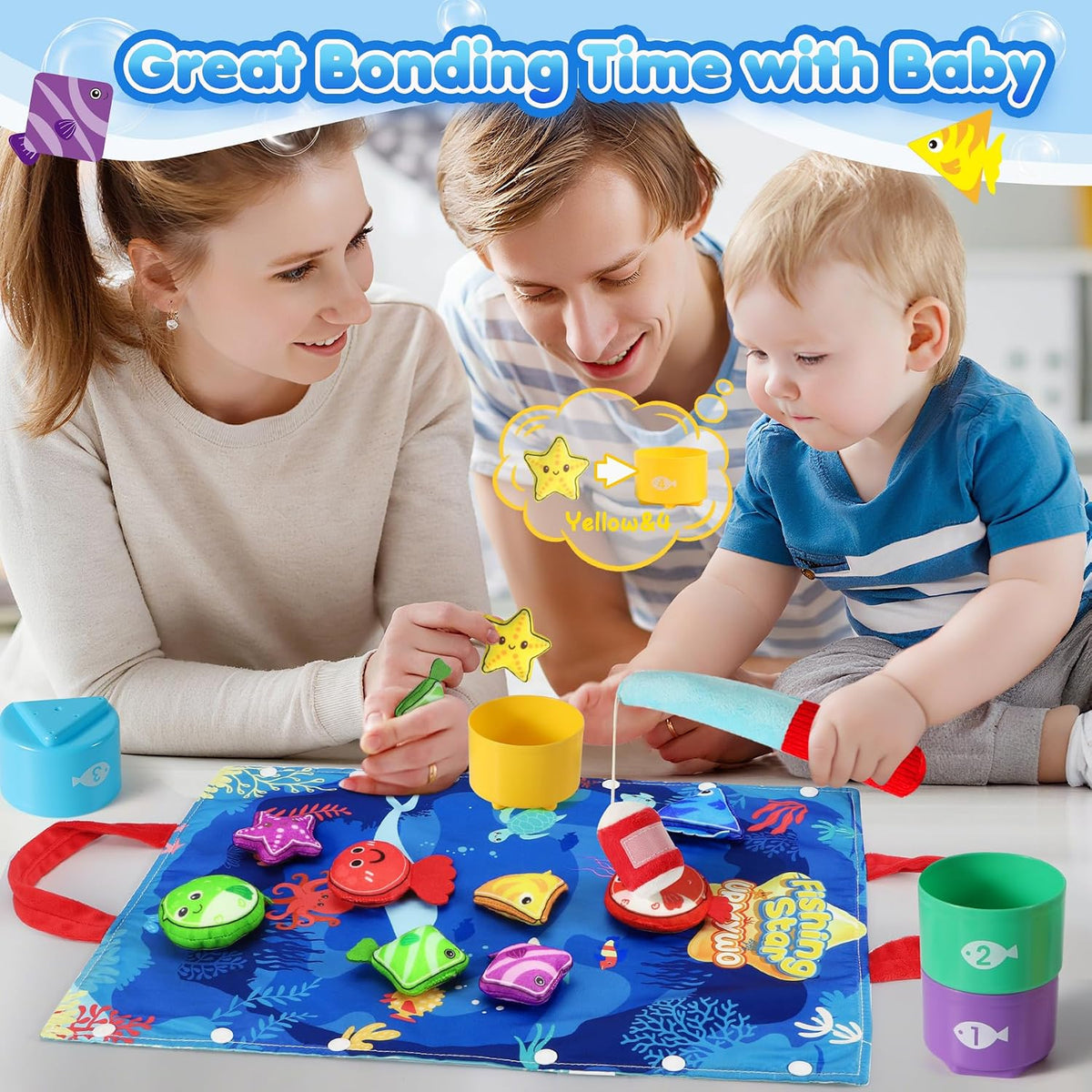 Juguetes Montessori para niños de 1 año \u2013 Juego de pesca de te...