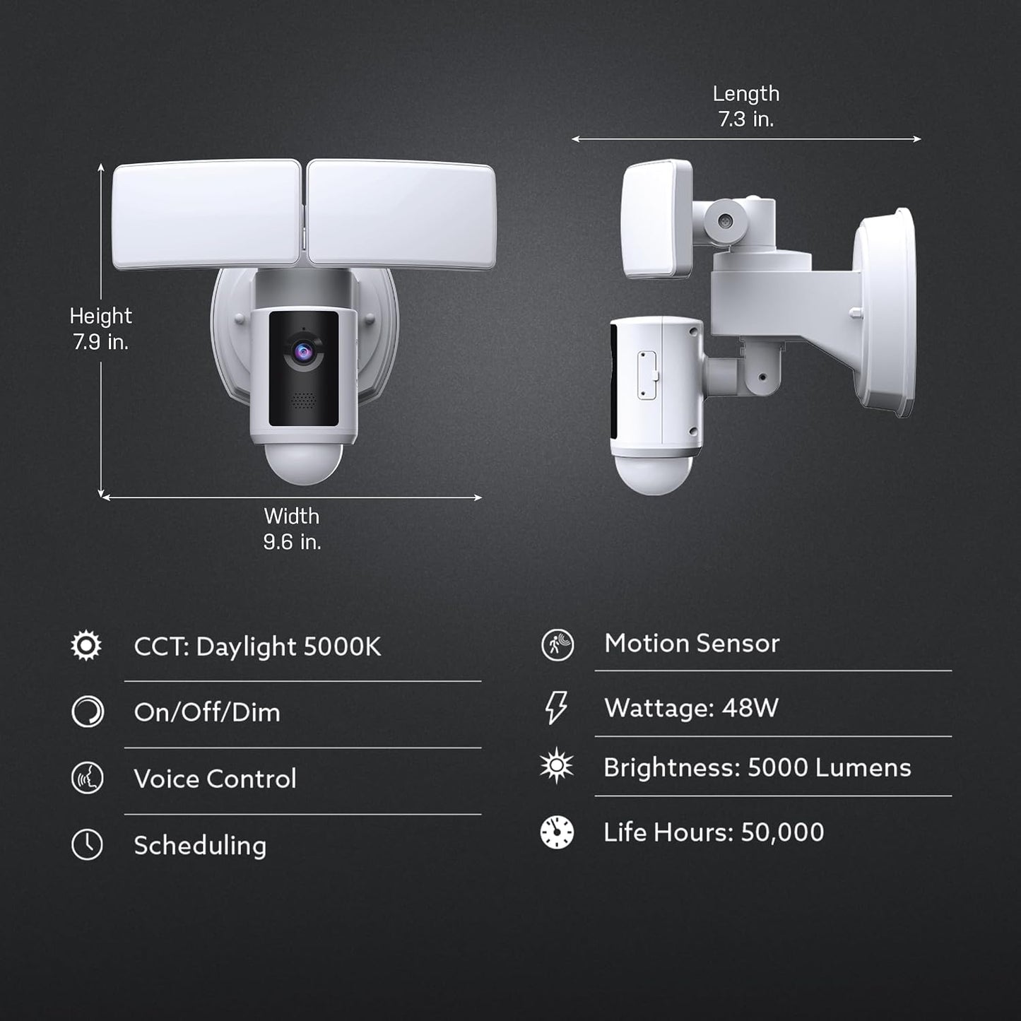Feit Electric Cámara de seguridad con reflector WiFi, 5000 lúmenes,...