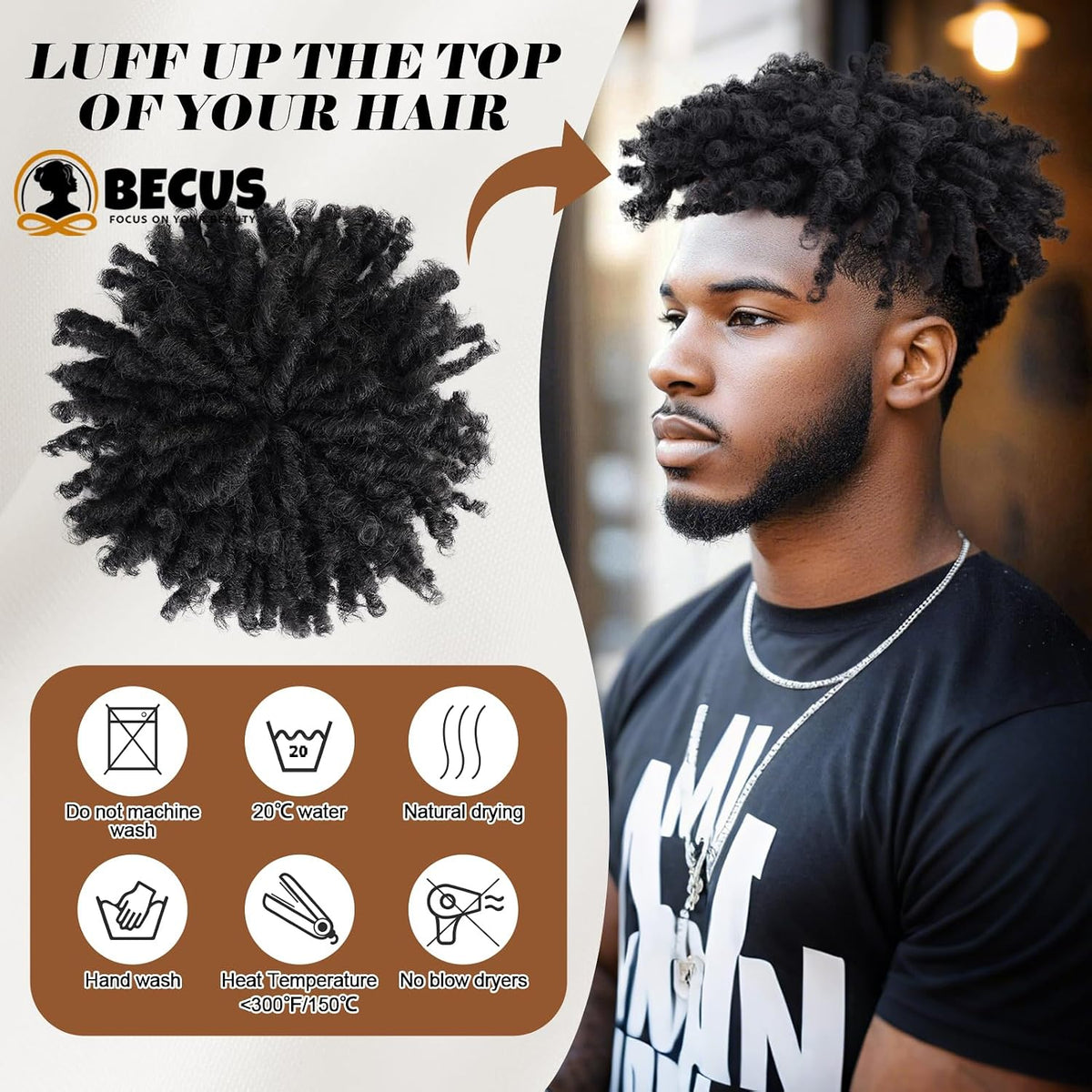 BECUS - Cubrepelo de rastas para hombre, trenzas sintéticas trenzad...