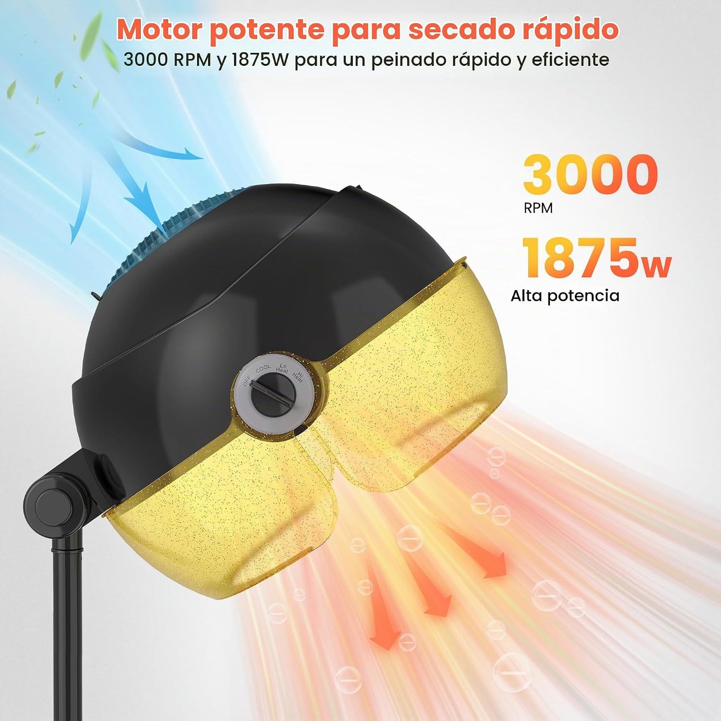 TASALON Secador de pelo portátil dorado con capucha para el hogar,...