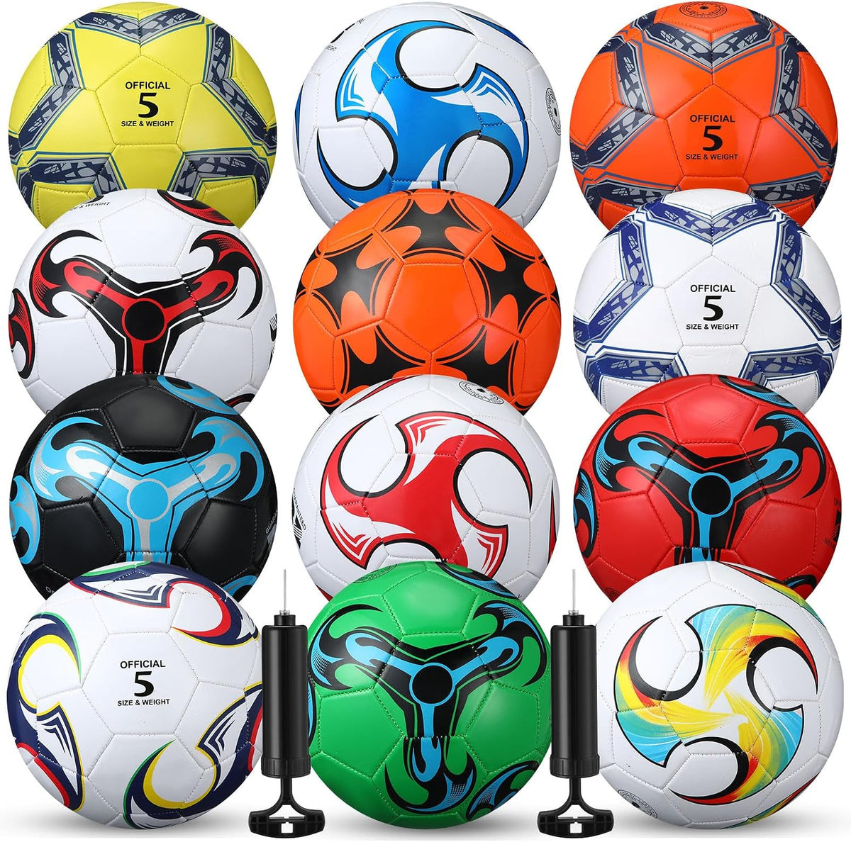 Lunmon 12 pelotas de fútbol a granel con 2 bombas, tamaño oficial,...