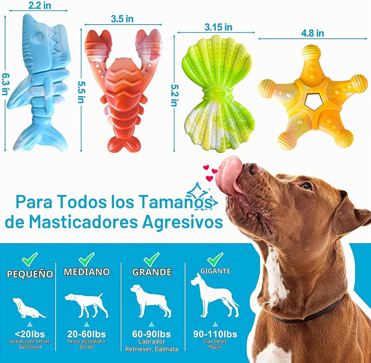 PETSTA Juguetes masticables para perros para masticadores agresivos...