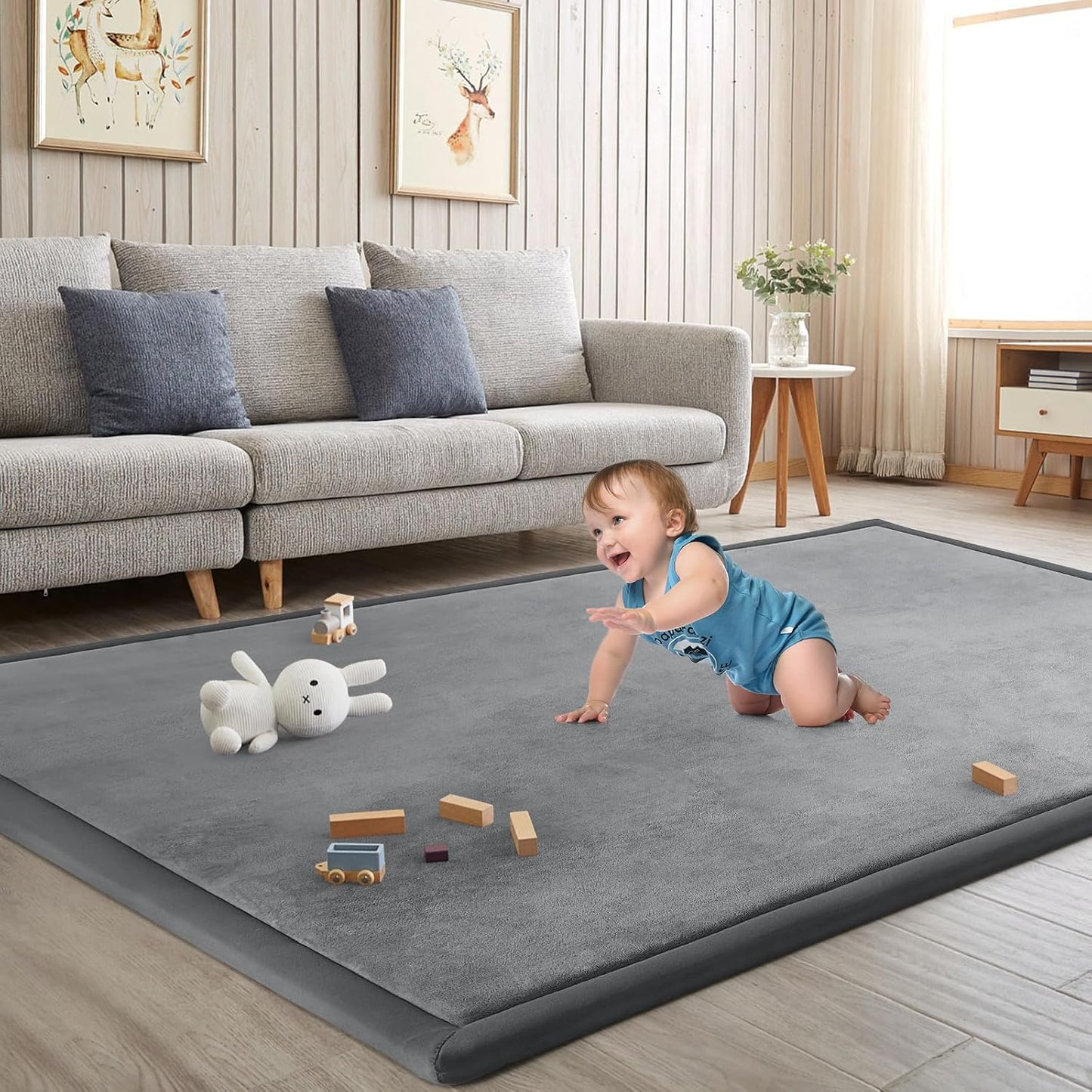ILPEOD Alfombra de juego para acostar al bebé, alfombrilla para gua...