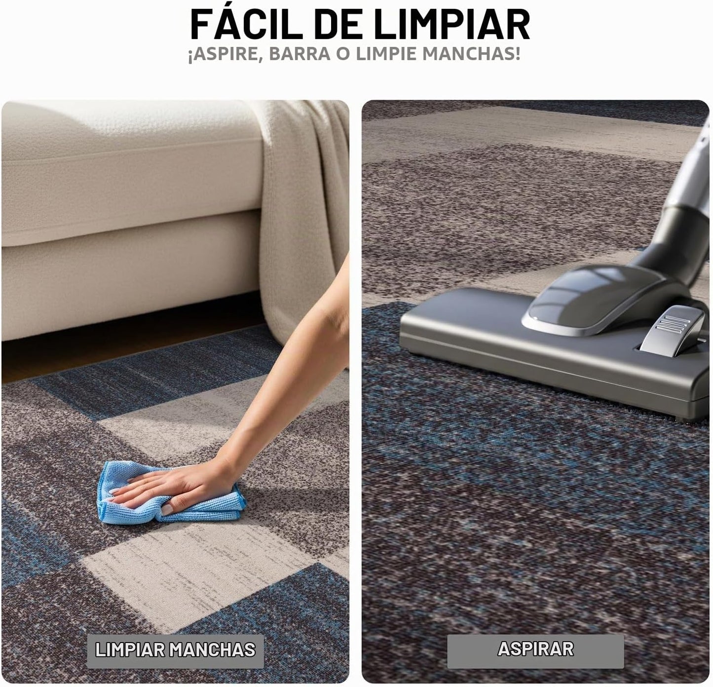 Rugshop Alfombra contemporánea con diseño geométrico azul en cajas,...