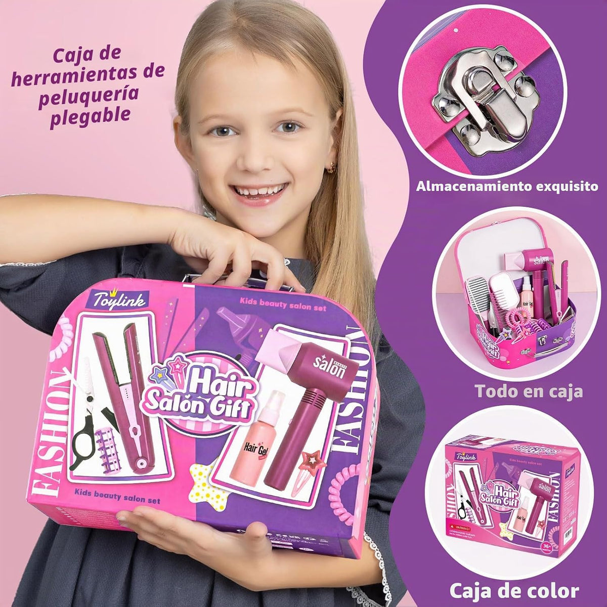 Toylink Juguetes de peluquería para niñas de 3, 4, 5, 6 años, juego...