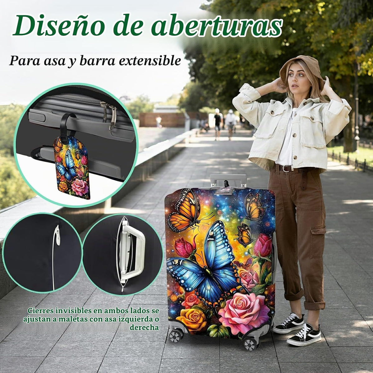 Protector de maleta más 1 etiqueta de equipaje, funda de viaje de m...
