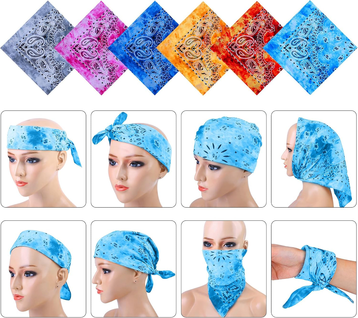 URATOT Paquete de 6 bandanas de algodón con estampado de cachemira...