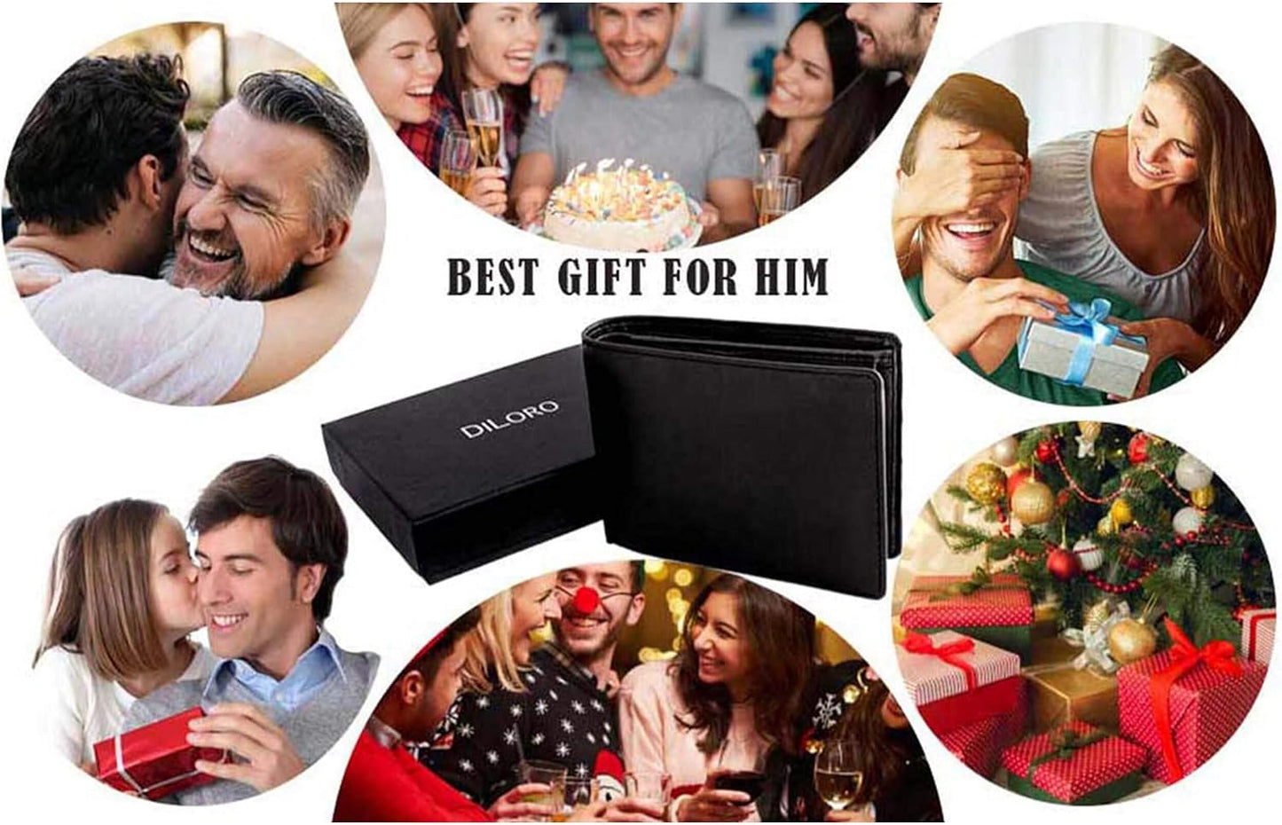 DiLoro Billeteras para hombre de Italia plegable con tapa de piel,...