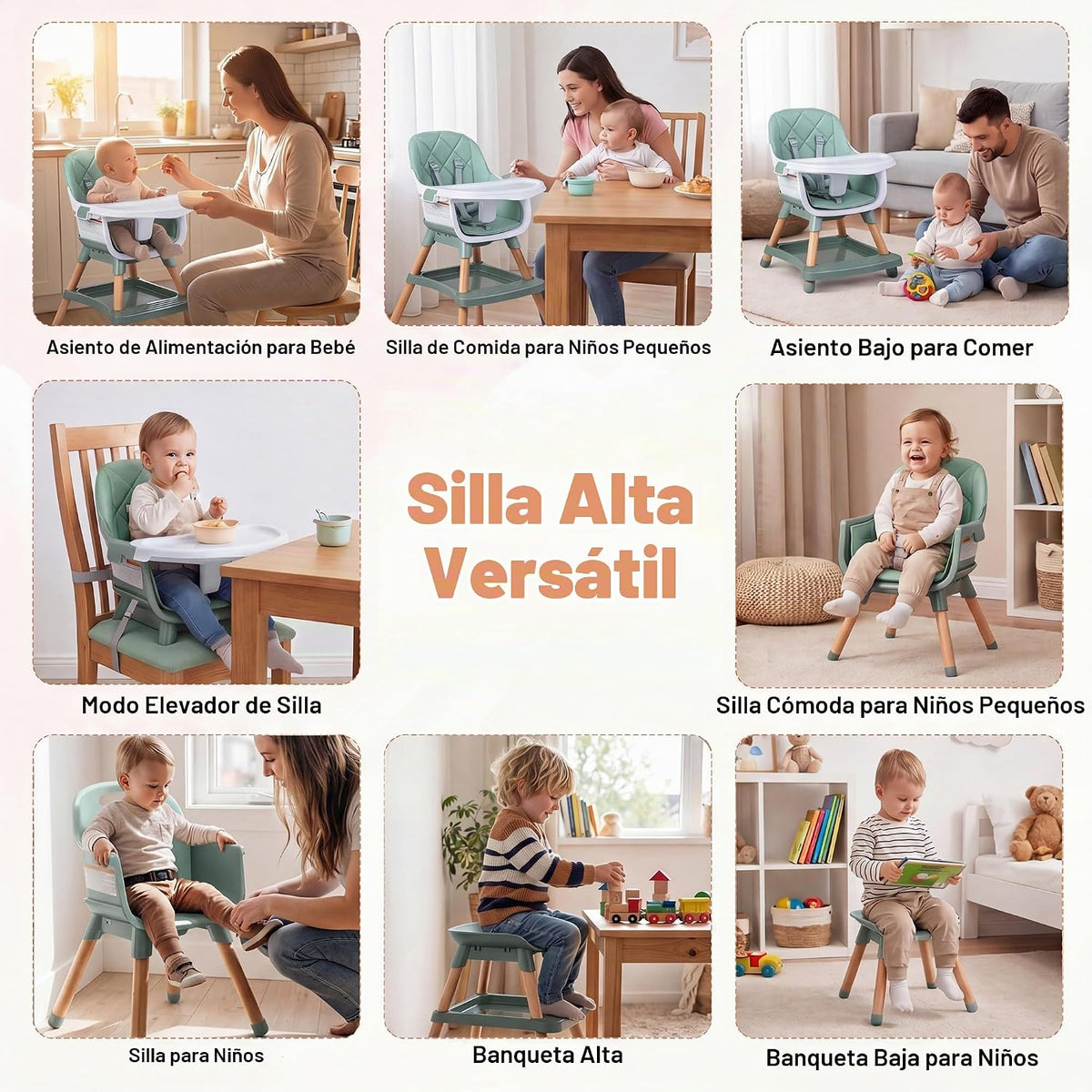 HONEY JOY Silla alta para bebé, silla alta de alimentación converti...