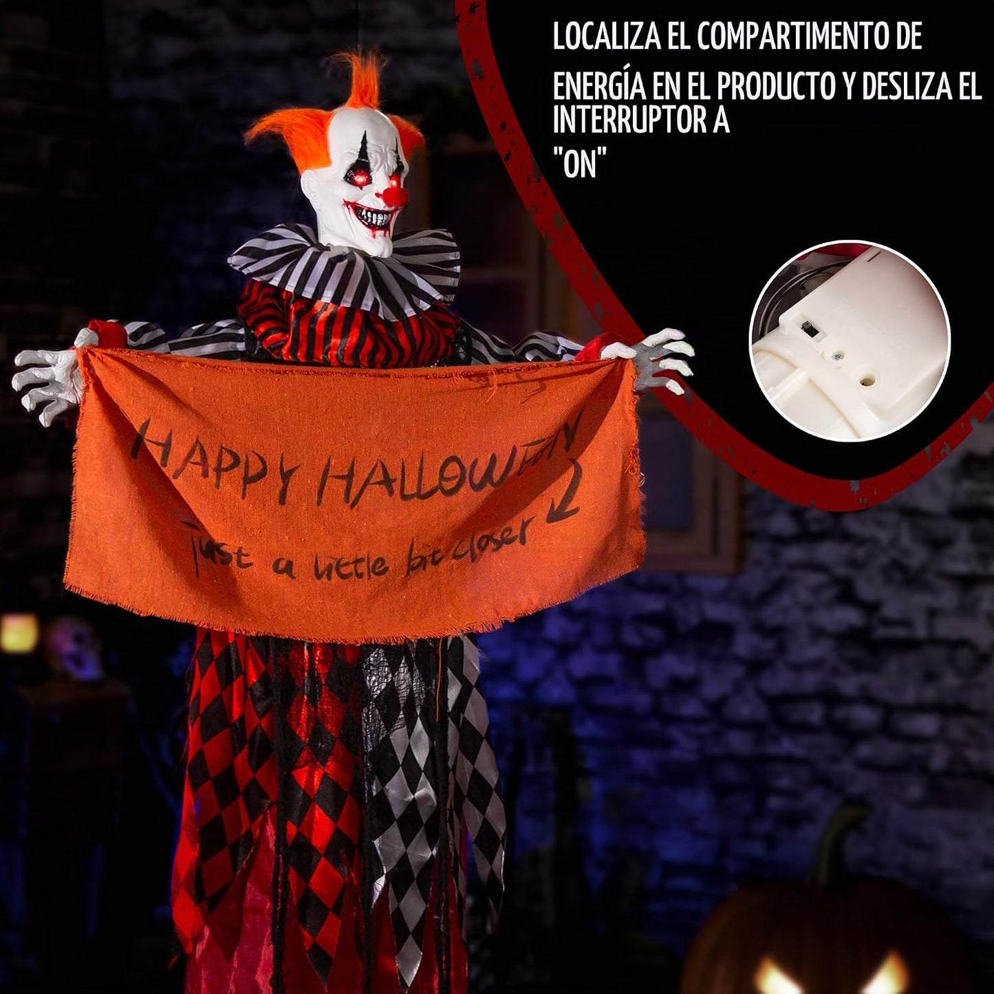 Animatronics - Payaso colgante de Halloween de 5 pies, decoraciones...
