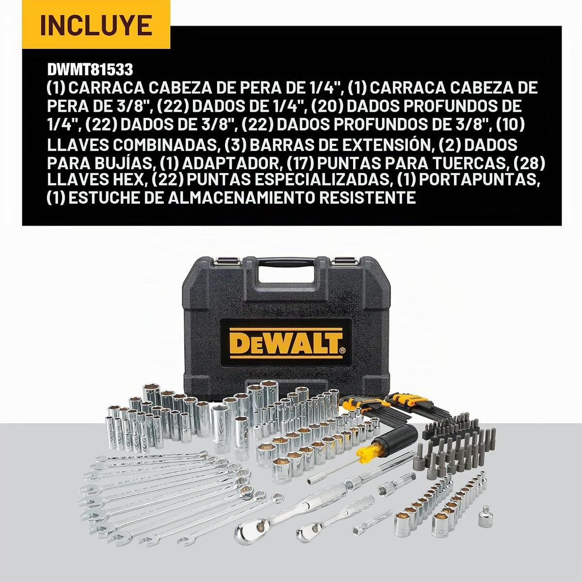 DEWALT - Juego de herramientas mecánicas, 84 piezas.
