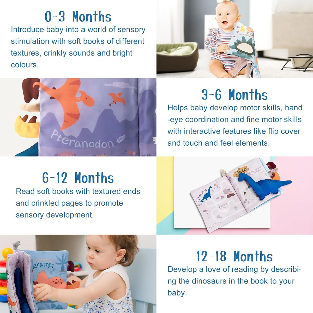 Richgv Libros de juguetes para bebés de 0 a 6 a 12 meses, regalos p...