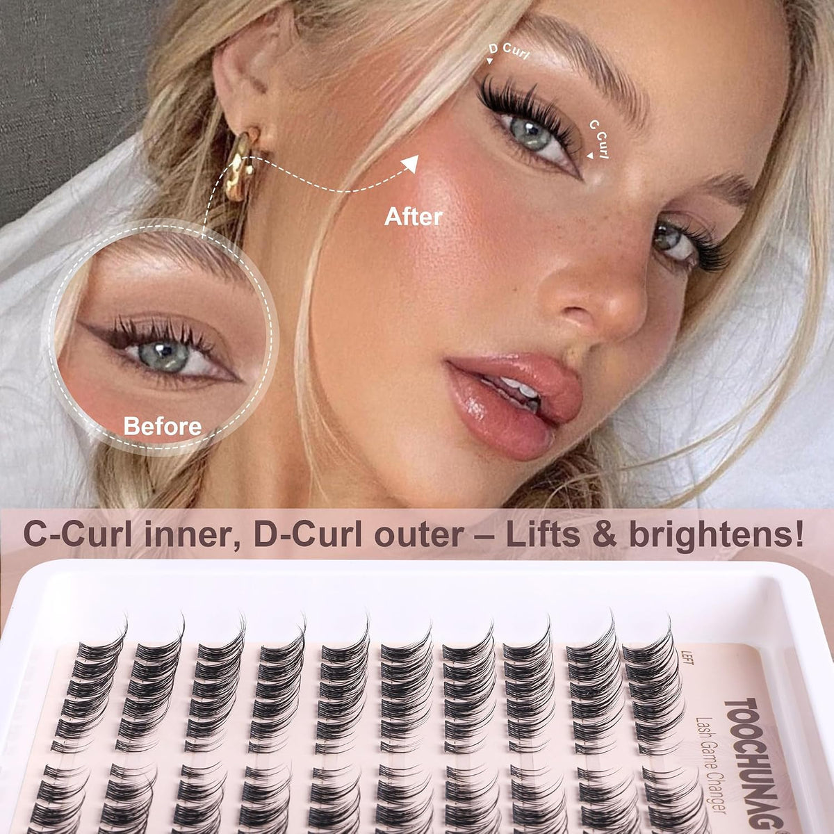 TOOCHUNAG Wispy - Extensiones de pestañas en racimo naturales, 3D,...