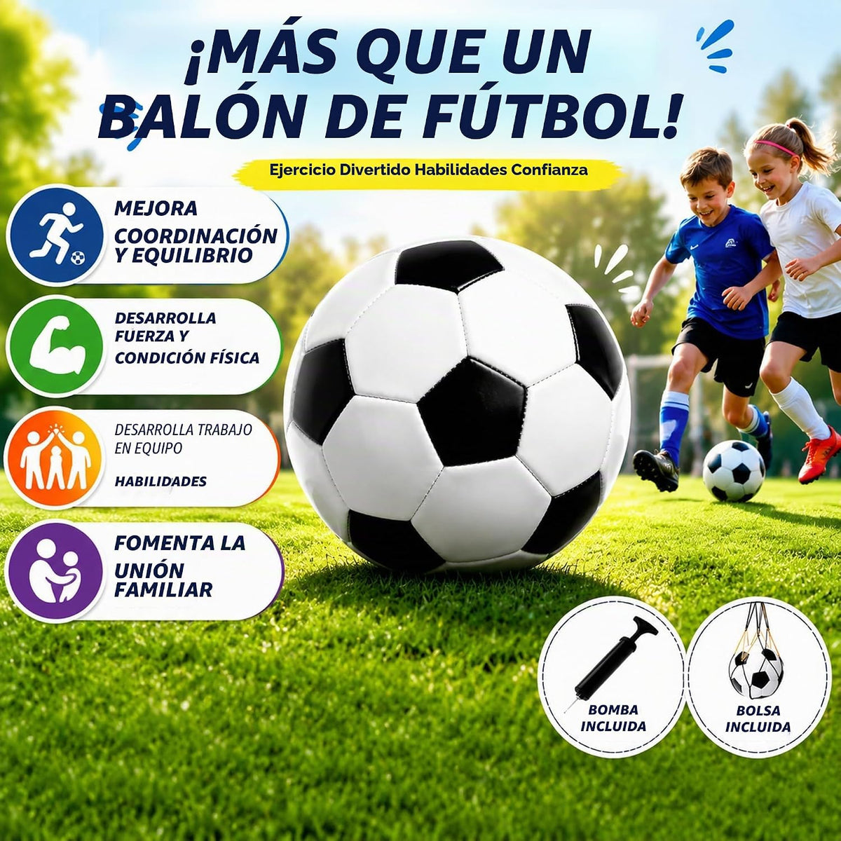 Balón de fútbol de tamaño 2\/3\/4\/5 con bomba y bolsa, pelota desi...