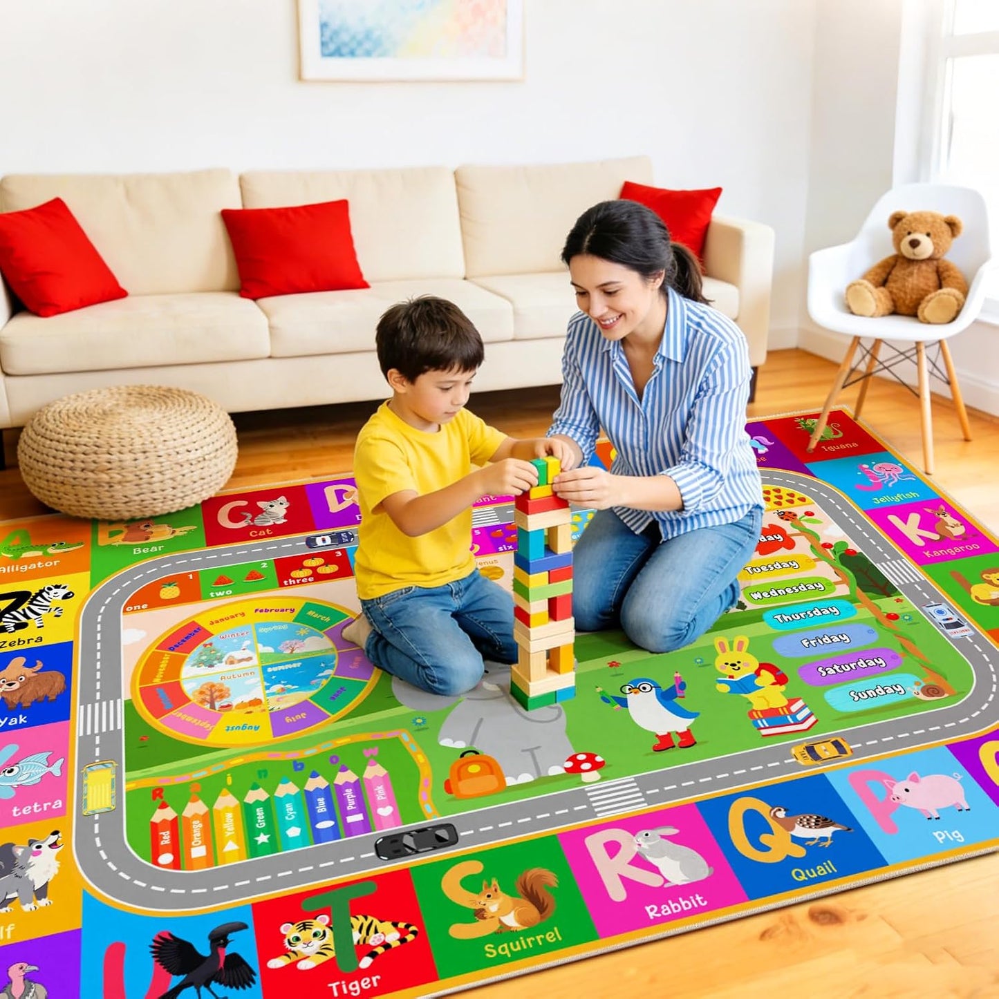 Pionblank Alfombra infantil para sala de juegos, aula, alfombra de...