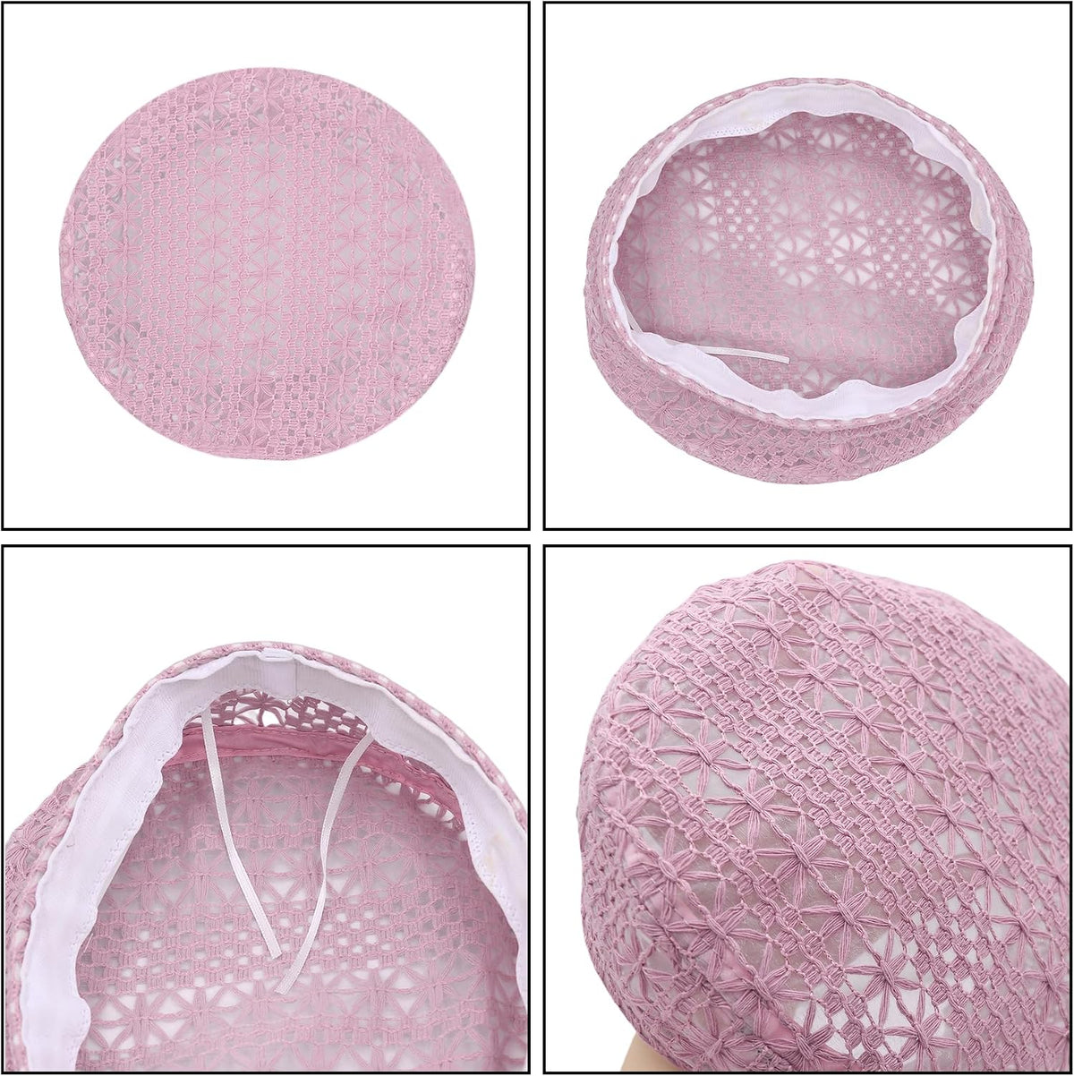 MOSSTYUS Boina ligera de encaje para mujer, diseño floral, transpir...