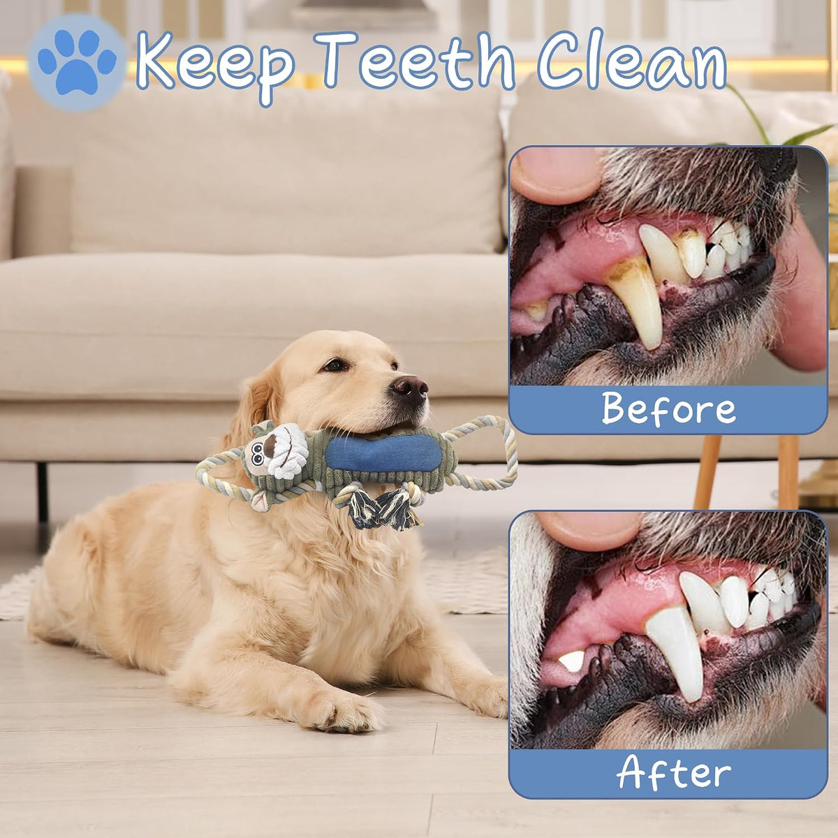 BUYPOW Juguetes de peluche divertidos para perros masticables, jugu...