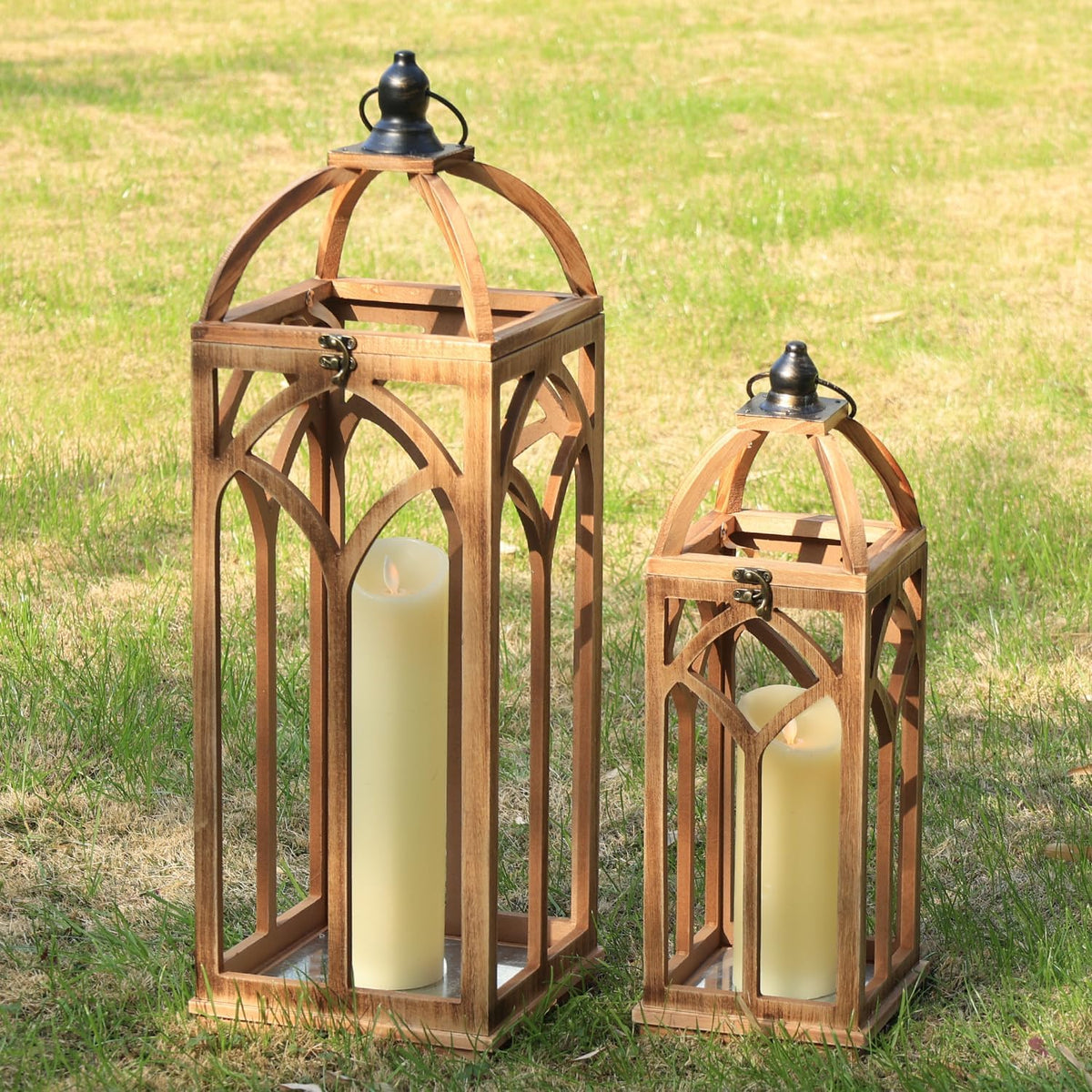 DECORKEY Farol grande de madera decorativo para interiores y exteri...