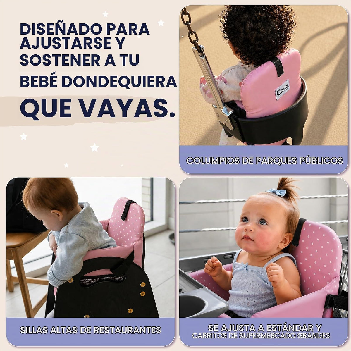 Coco Seat Inserto para silla alta y asiento de carrito de compras p...