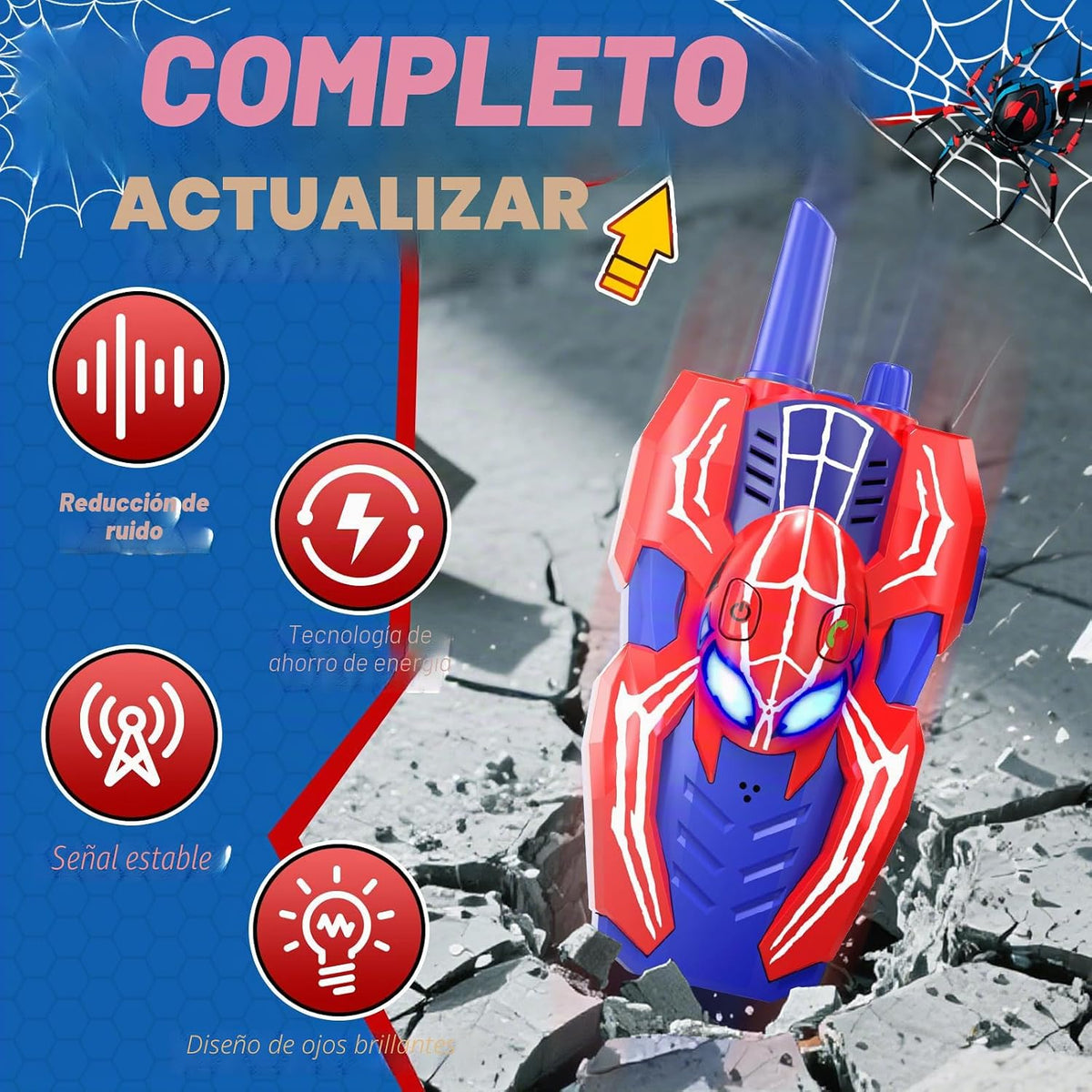 Walkie Talkies para niños, juguetes de araña, paquete de 2 juguetes...