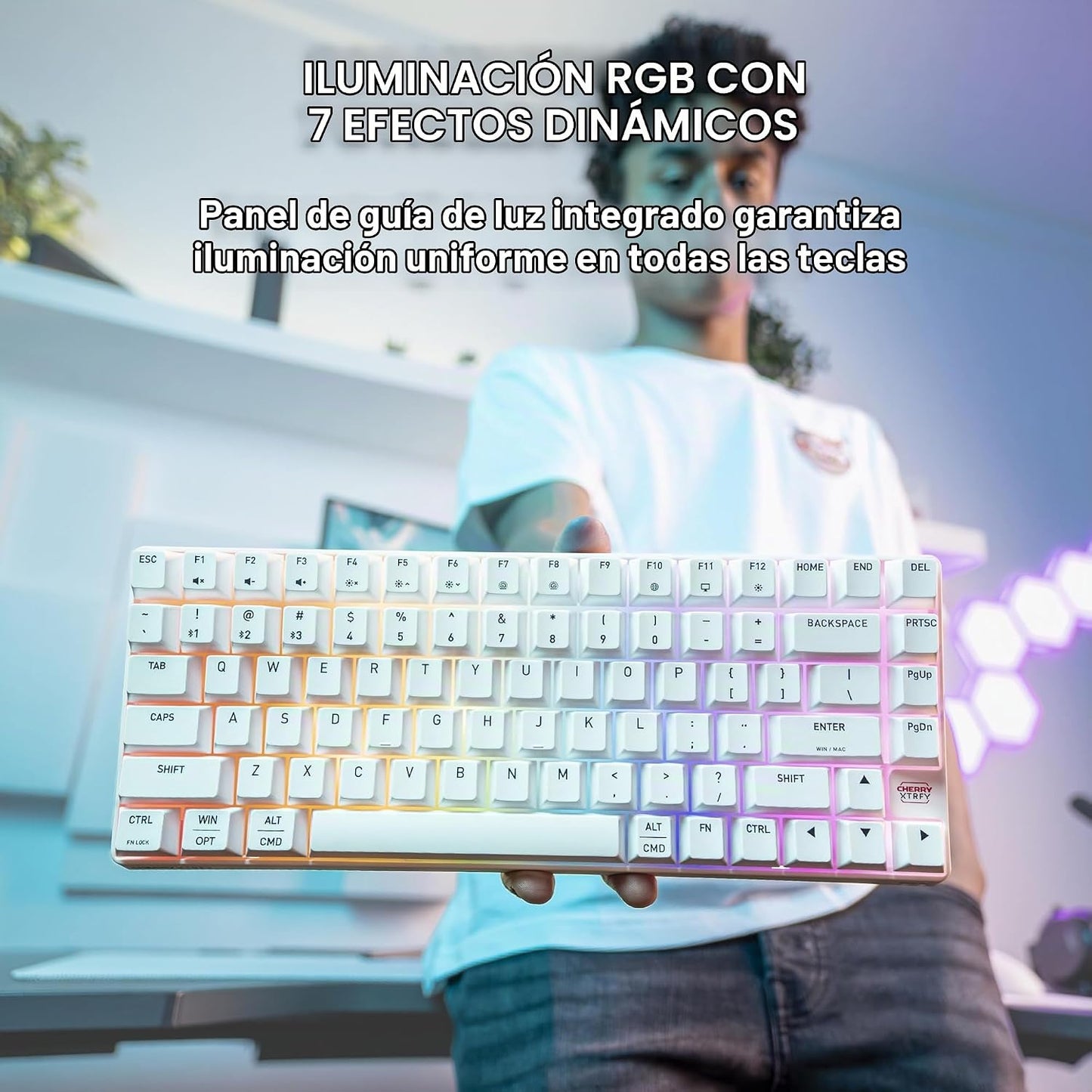 CHERRY XTRFY K33 - Teclado compacto inalámbrico, 75% Mem-chanical p...