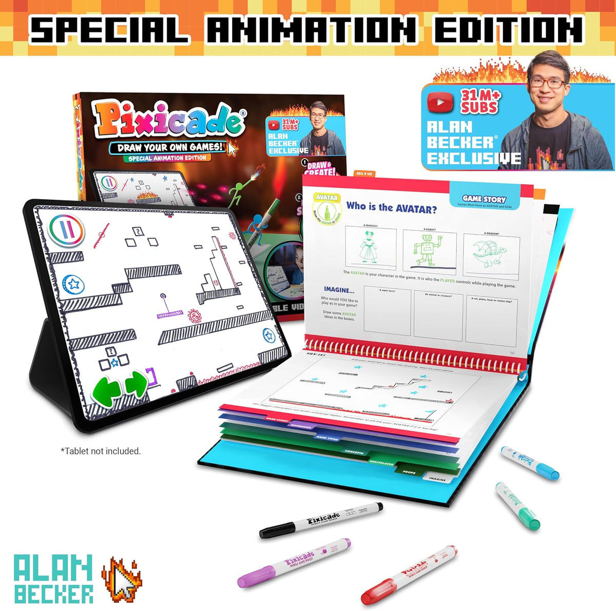 Pixicade Alan Becker Edición Especial de Animación - Dibuja tus pro...