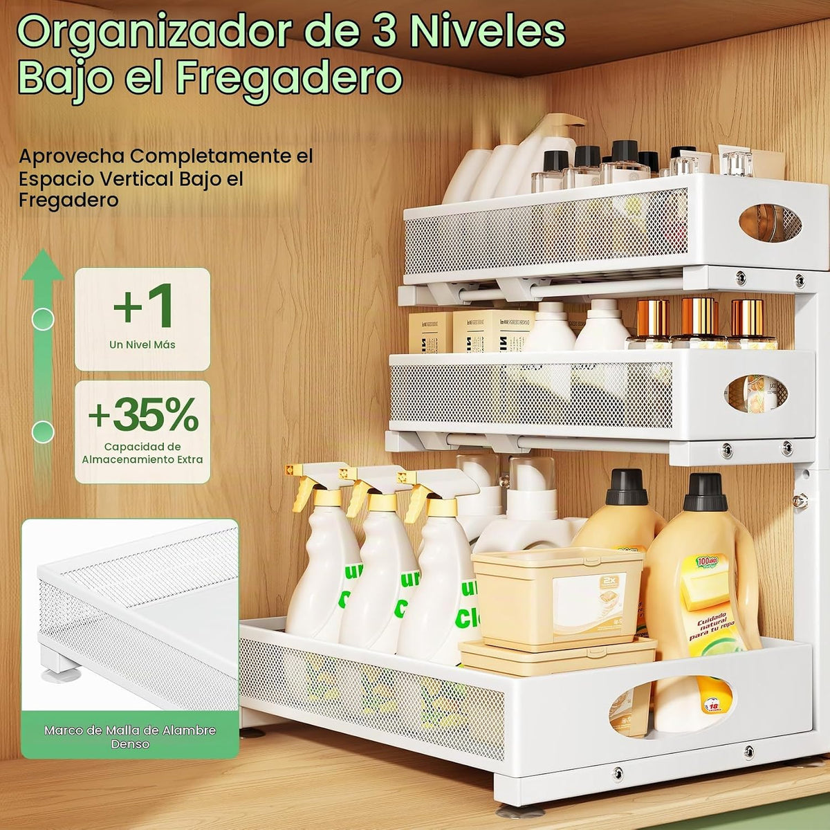 Kitstorack Organizador para debajo del fregadero, paquete de 2 unid...
