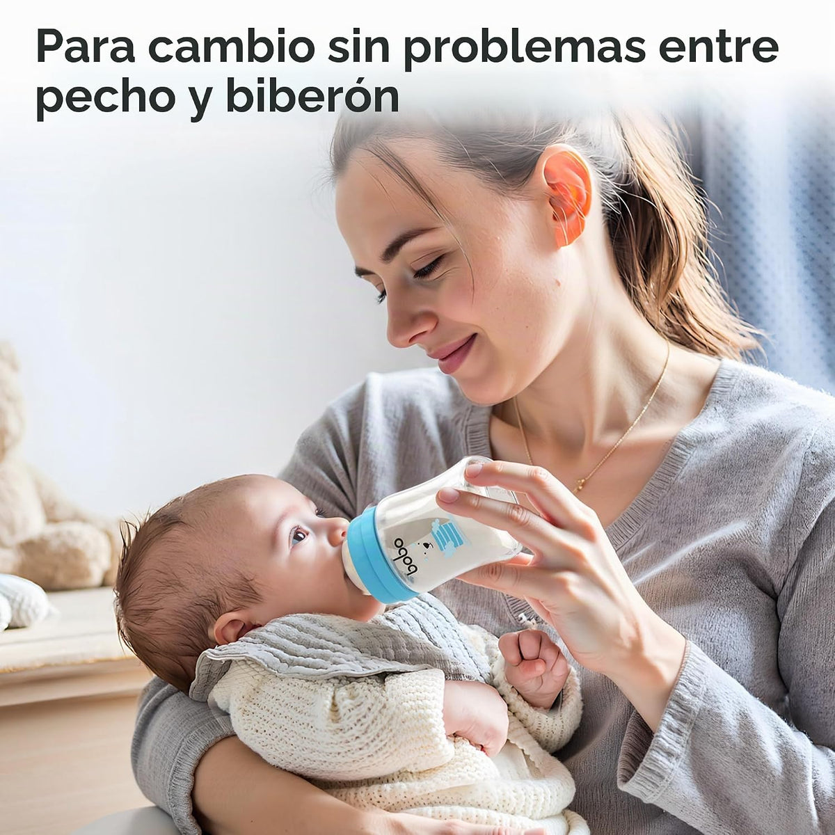 YOHKOH Biberones de vidrio para bebés con pezón de flujo lento, bib...