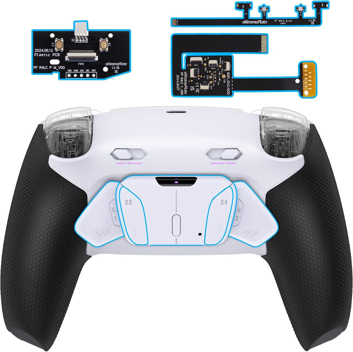 eXtremeRate RISE4 Plus MAX Kit de paletas traseras con topes de gat...