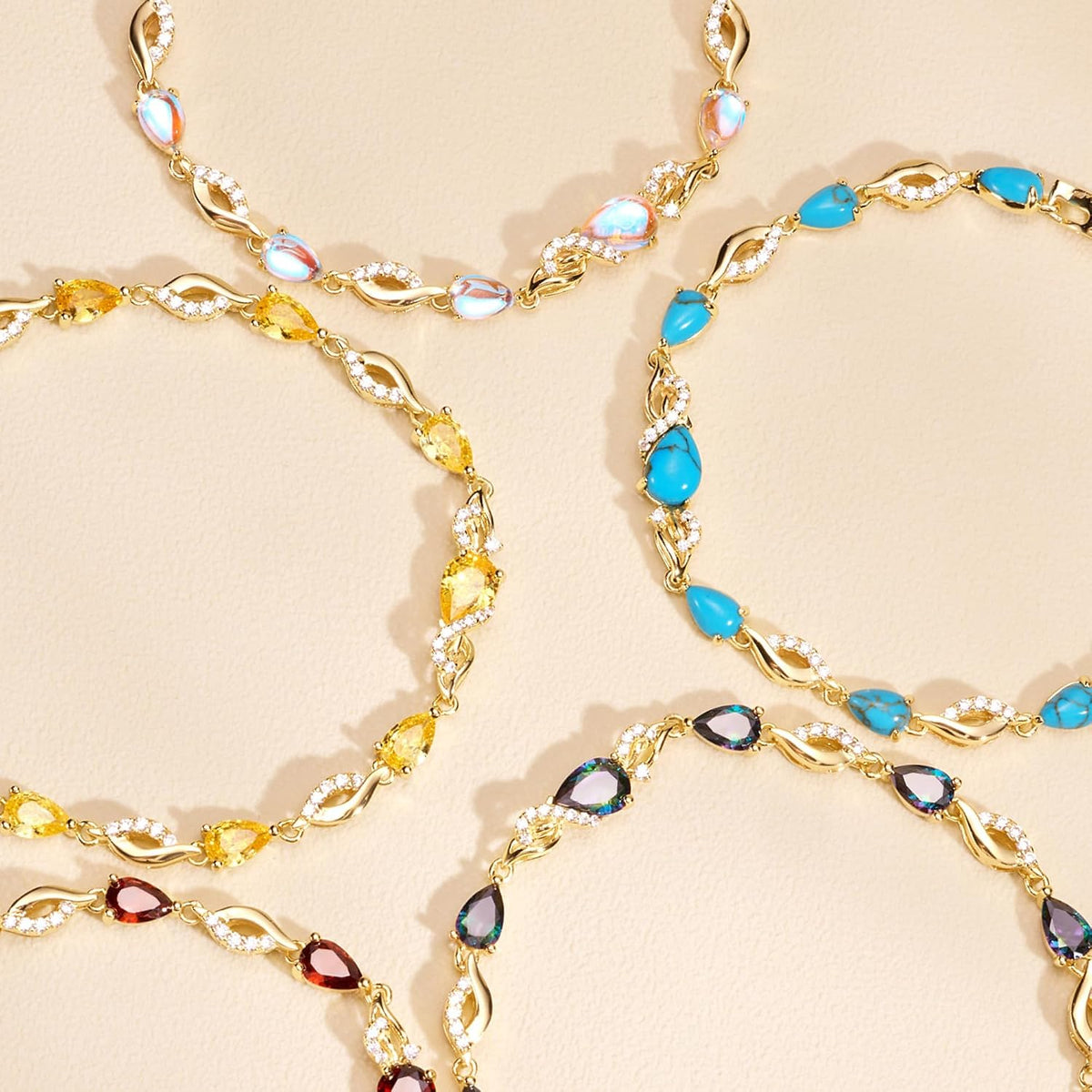 FANCIME Pulsera de tenis ajustable con piedra natal para mujer | Di...