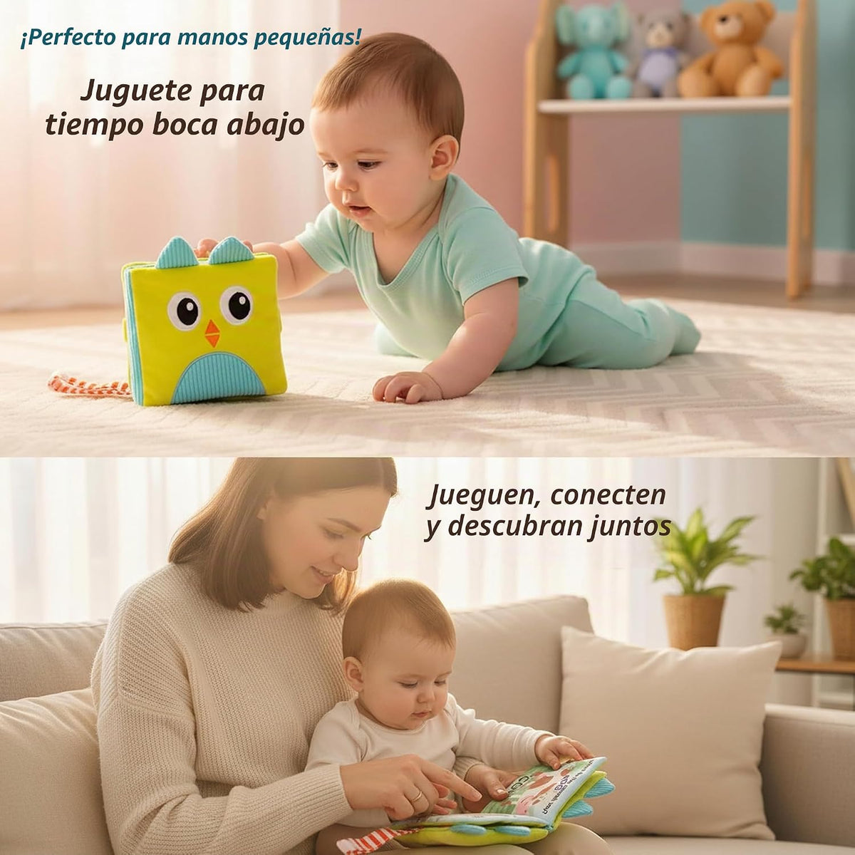 bebe mondo Juguete de espejo de conejo para bebé, libros suaves y a...