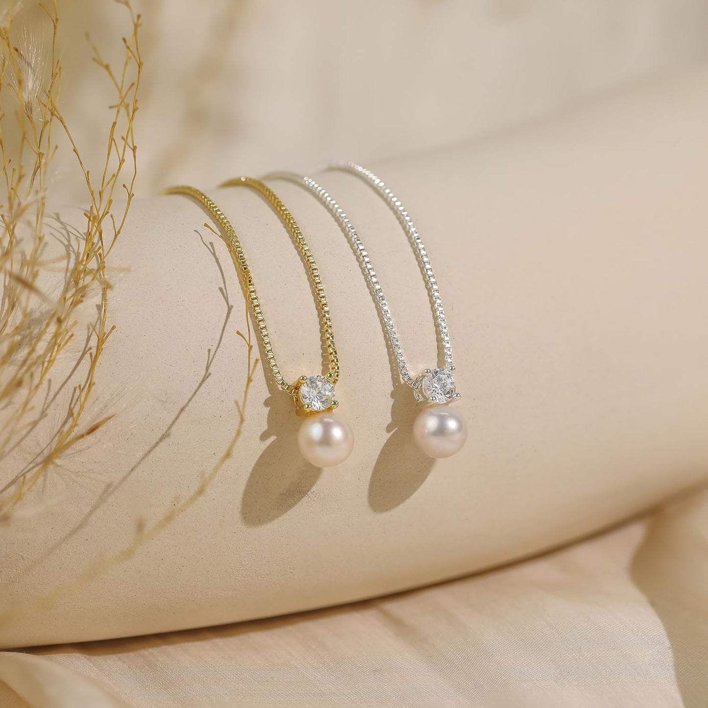 WFYOU Collares de perlas para mujer, collar de perlas redondas de a...