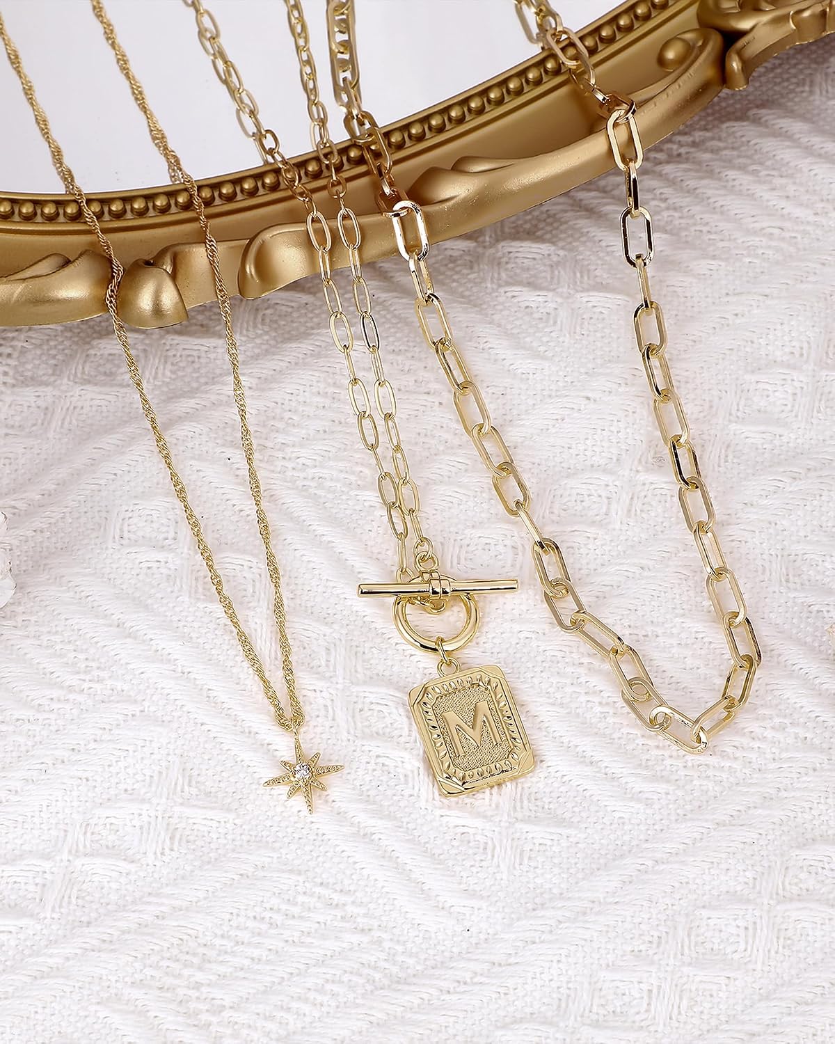 MJartoria Collares con iniciales en capas para mujer, modernos, cha...