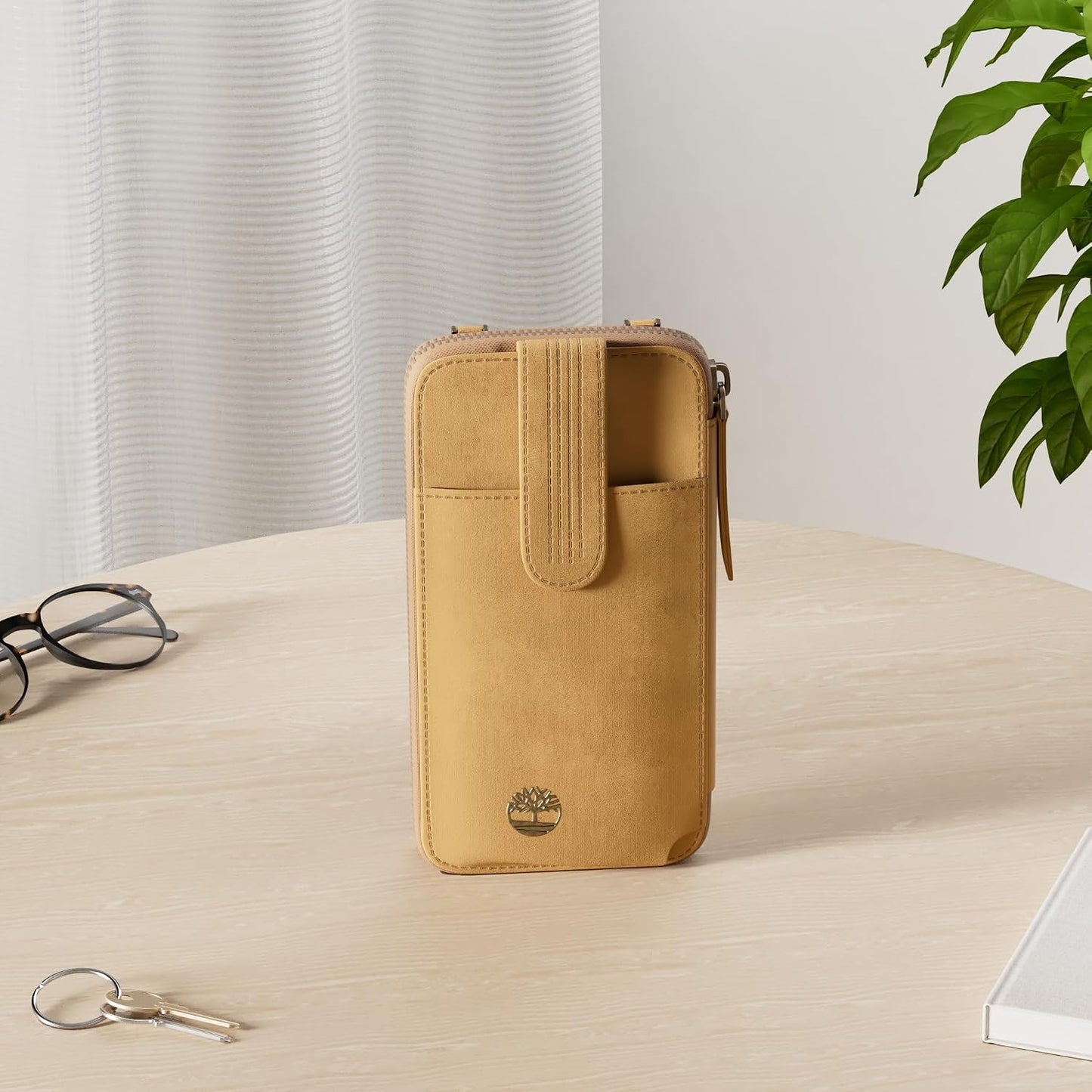 Timberland - Bolso cruzado de cuero RFID para teléfono de mujer