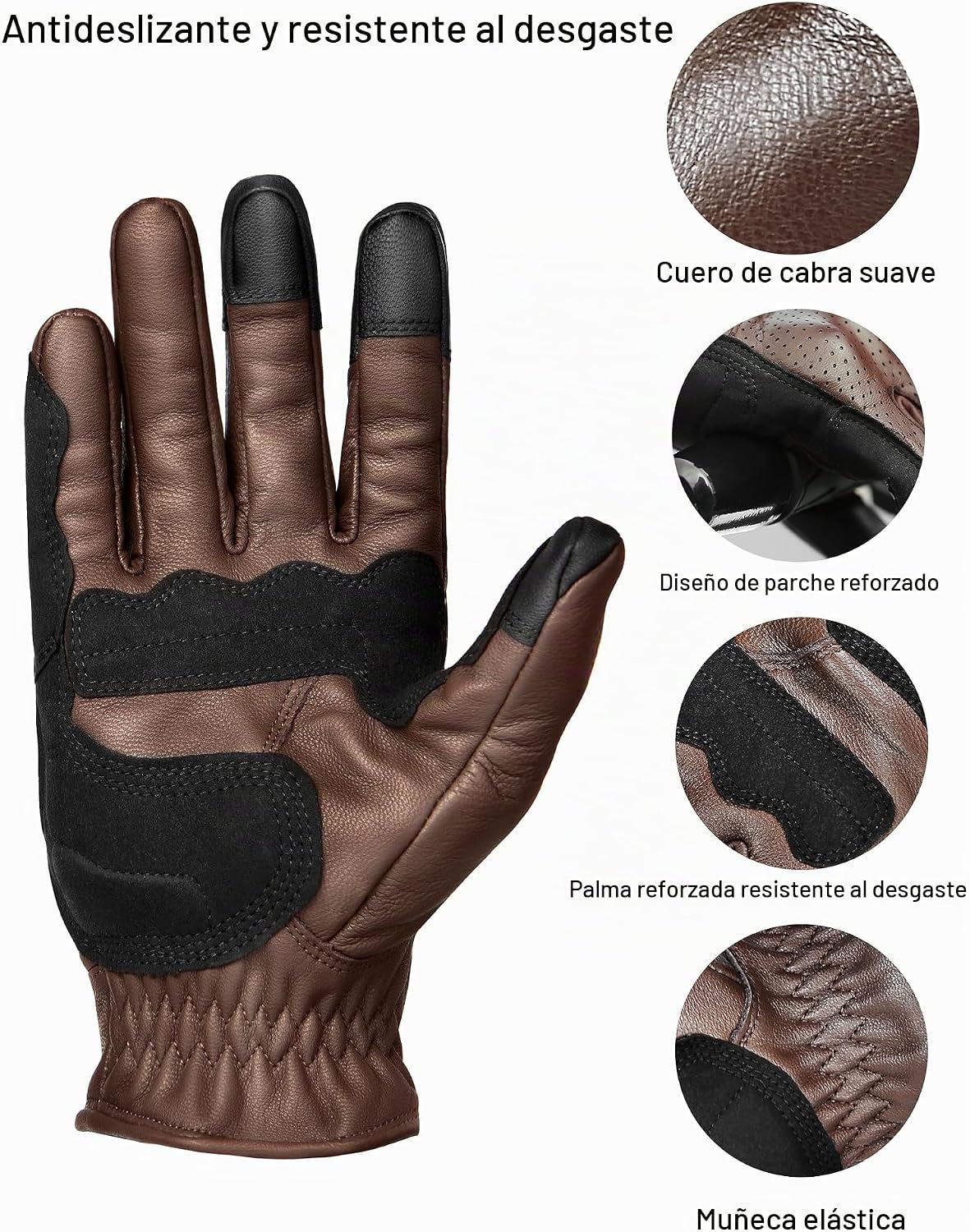 INBIKE Guantes de moto para hombres de cuero genuino perforado prem...