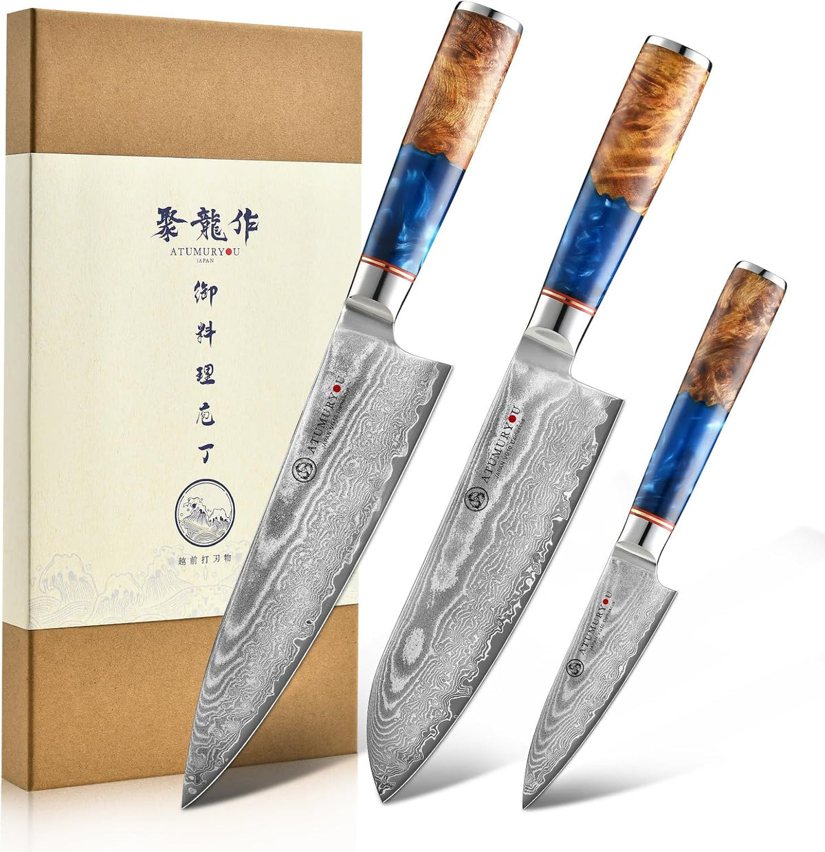 Atumuryou JPCK Juego de cuchillos de chef japonés