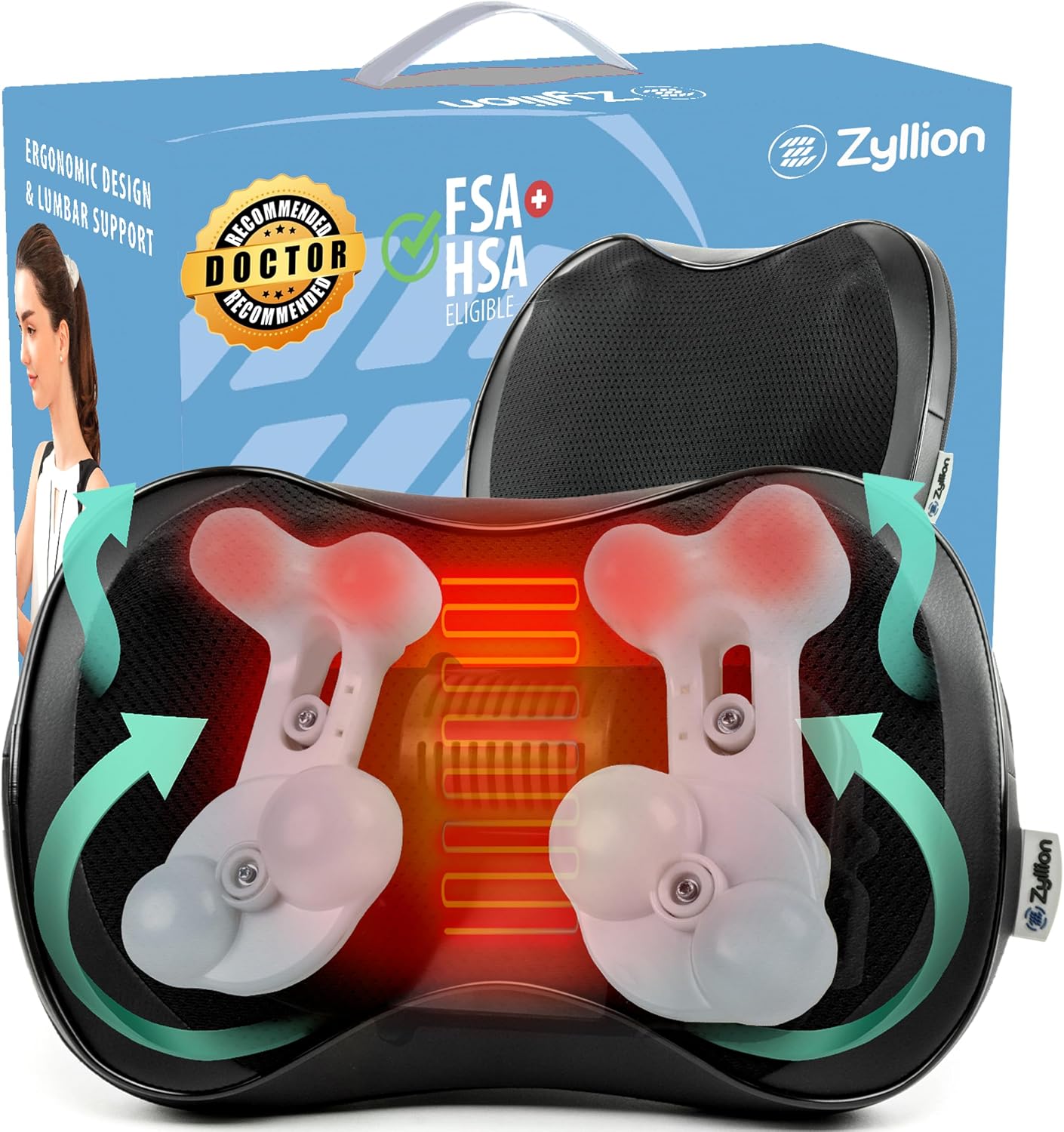 Zyllion ZMA-25 Masajeador de espalda y cuello con calor para alivia...