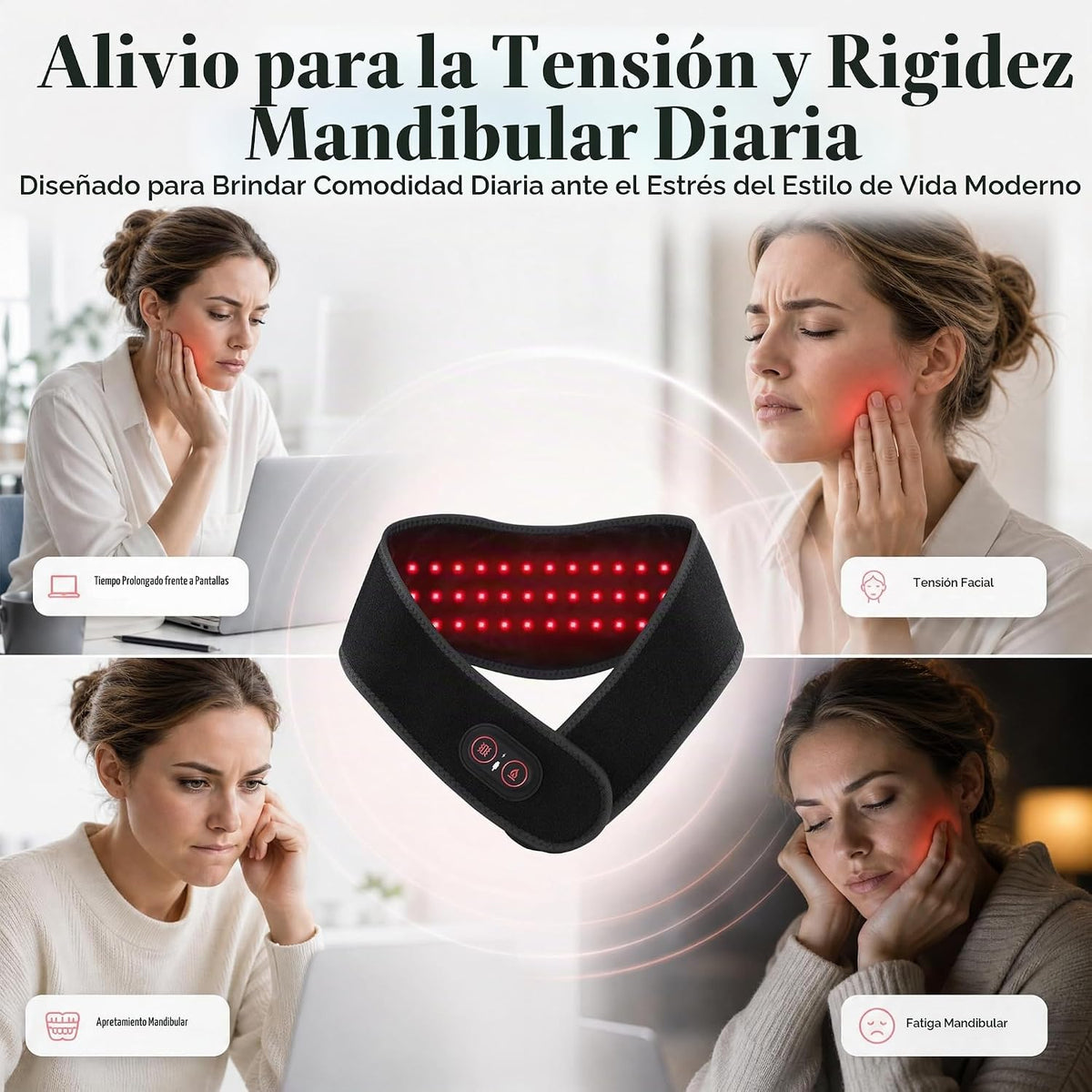 Nutvrliy Almohadilla térmica inalámbrica TMJ para mandíbula con vib...