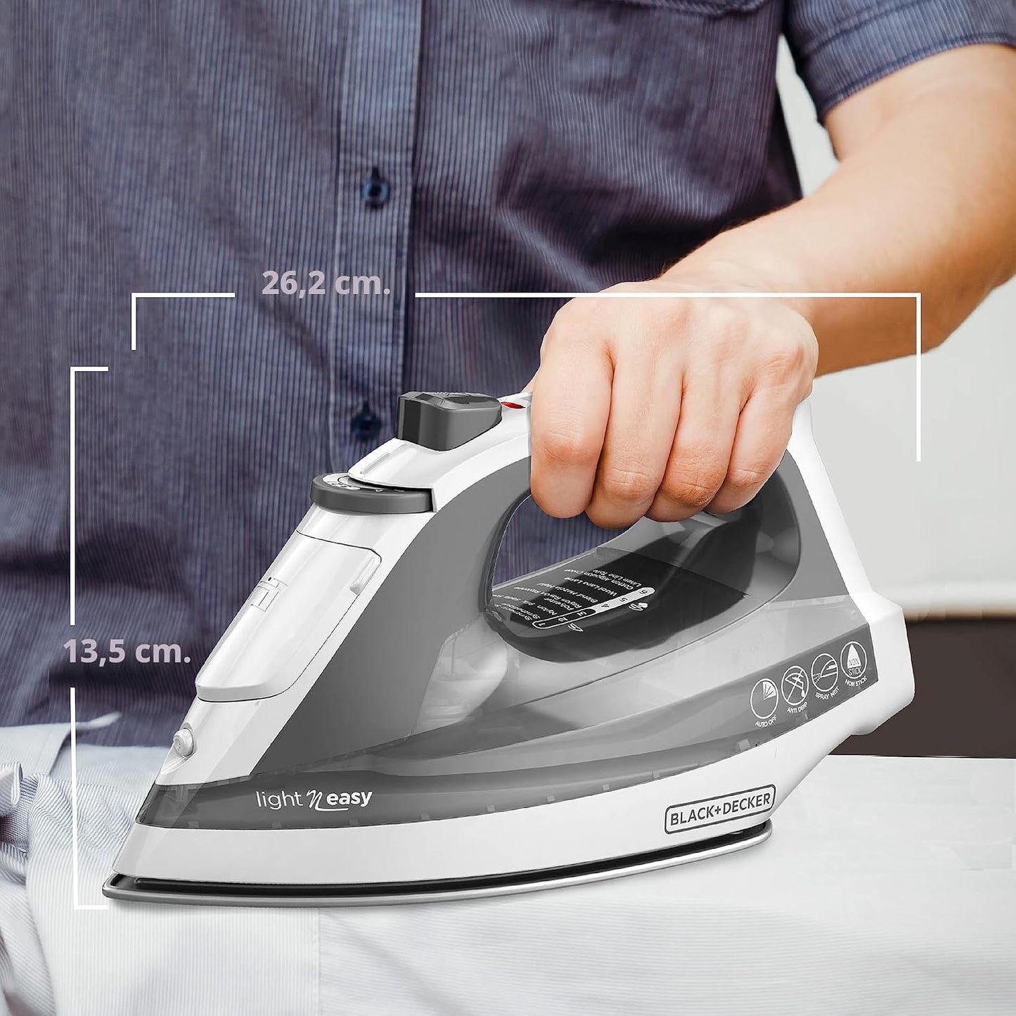 BLACK+DECKER Plancha de vapor Light 'N Easy con suela de acero...