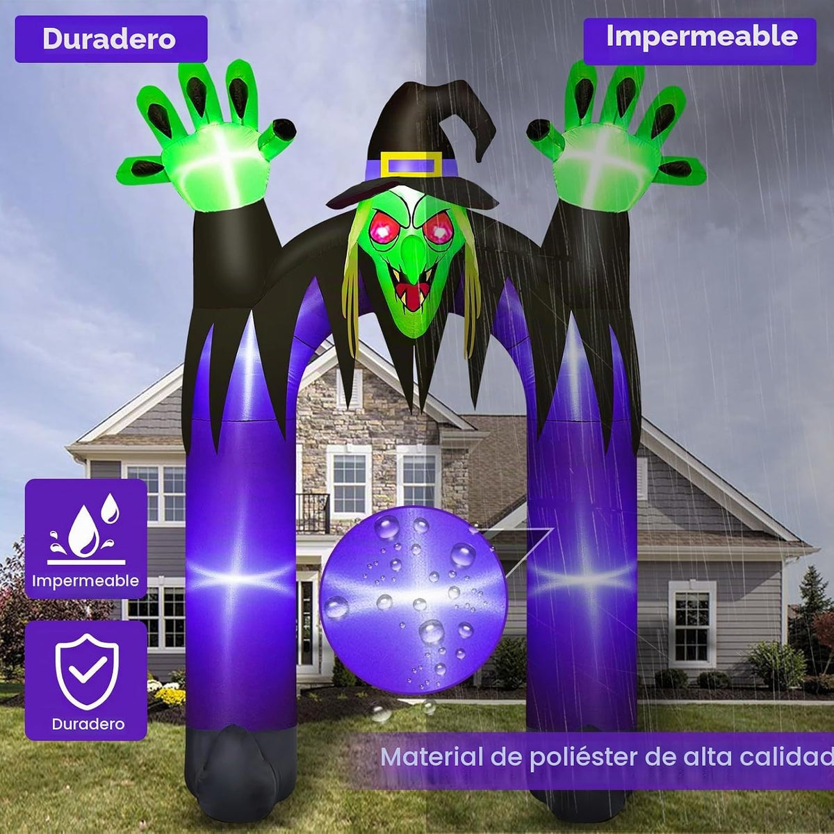 Danxilu Inflables de Halloween de 10 pies de alto, arco de bruja pa...
