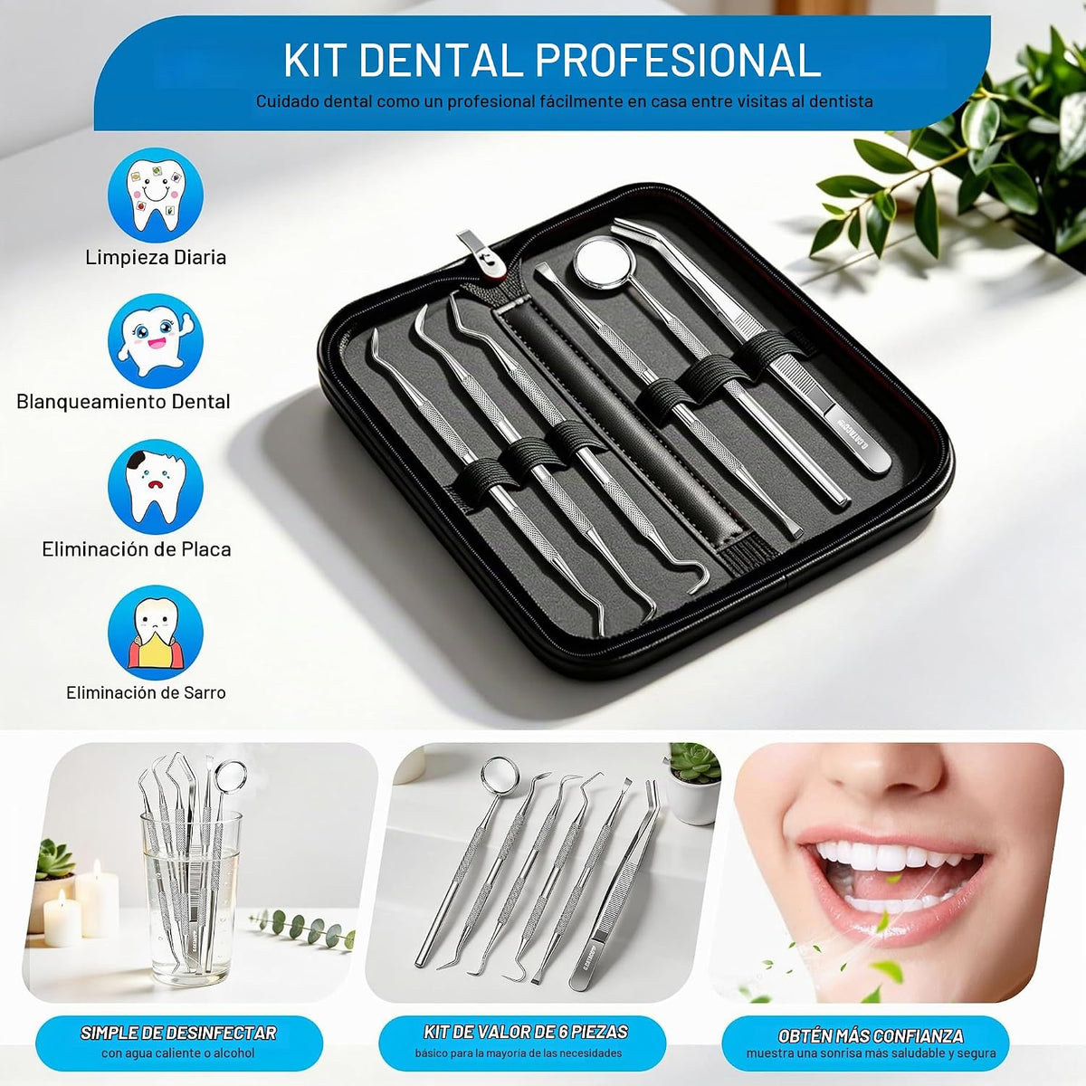 G.CATACC Herramientas dentales, juego de herramientas de higiene pa...