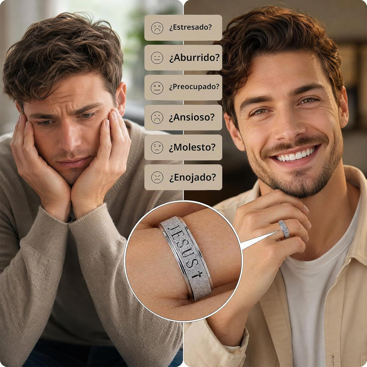 Anillo de ansiedad giratorio para mujeres: juguetes para jugar con...