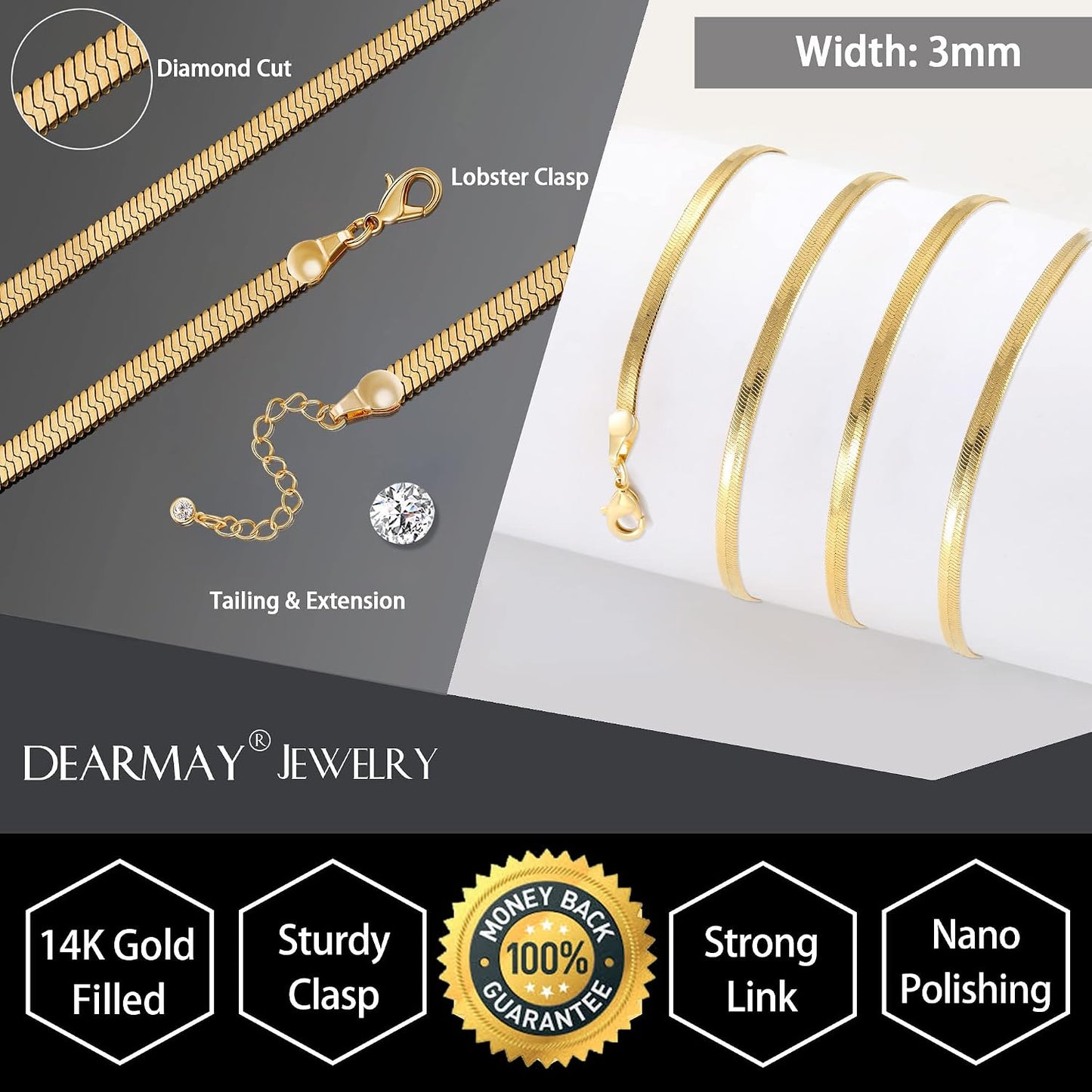 DEARMAY - Collares de oro bañado de 14 quilates para mujer, delicad...