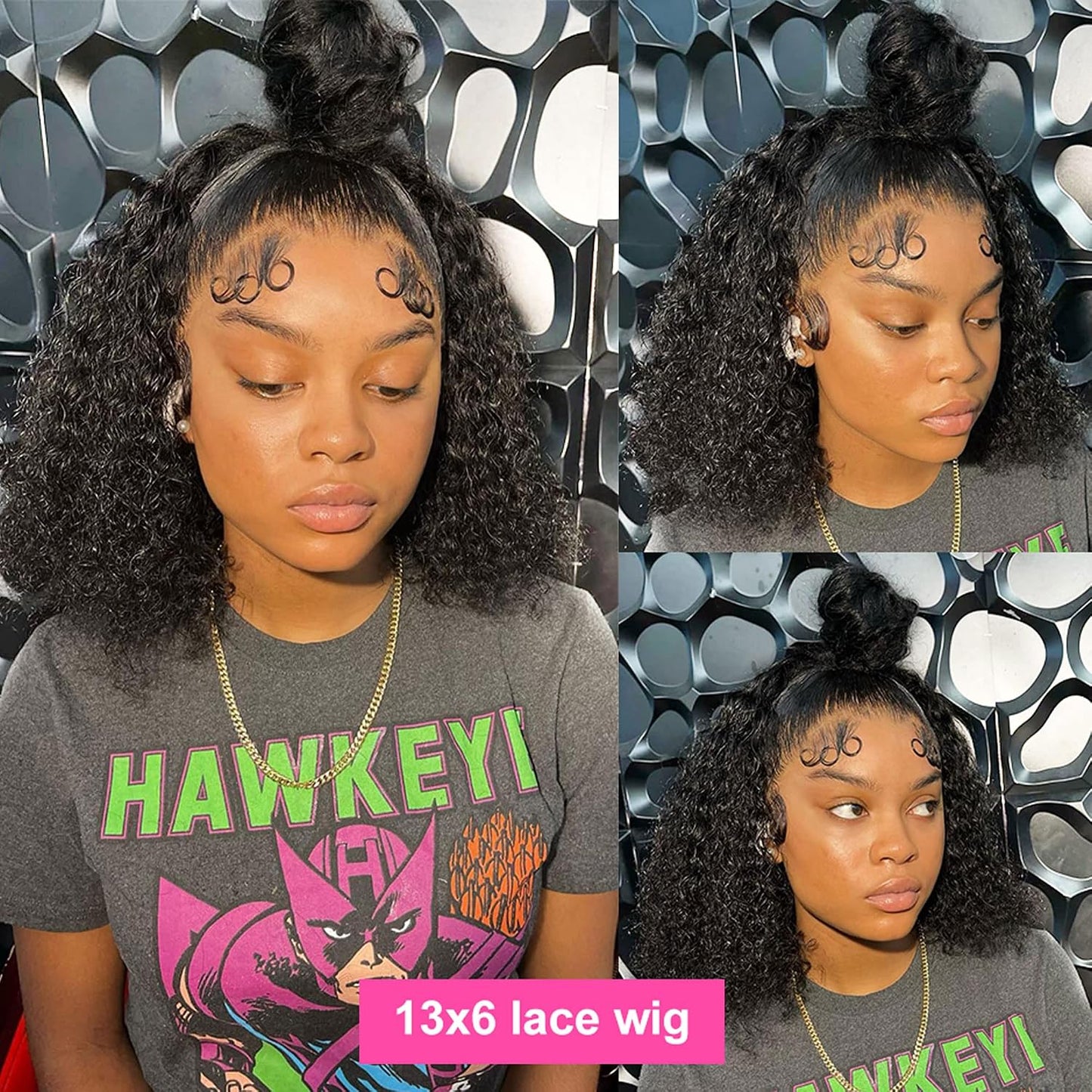 Peluca de pelo humano para mujeres negras; pelo humano rizado virge...