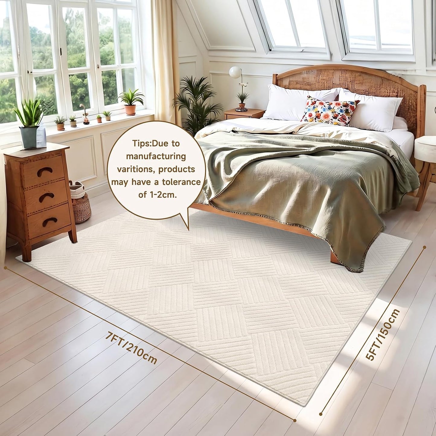 Vaukki Alfombra de sala de estar de 5 x 7 pulgadas, color beige, su...