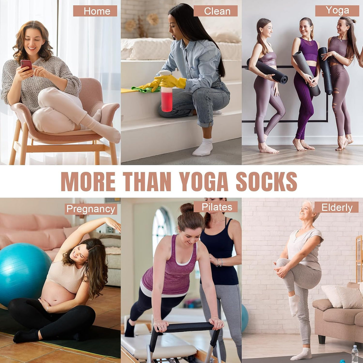 Toes Home Calcetines de pilates para mujer con agarre antideslizant...